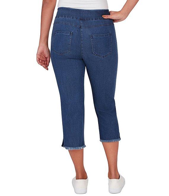 Ruby Rd. Petite Size Tencel Pull-On Fringe Side Slit Hem Capri Pants Product Image