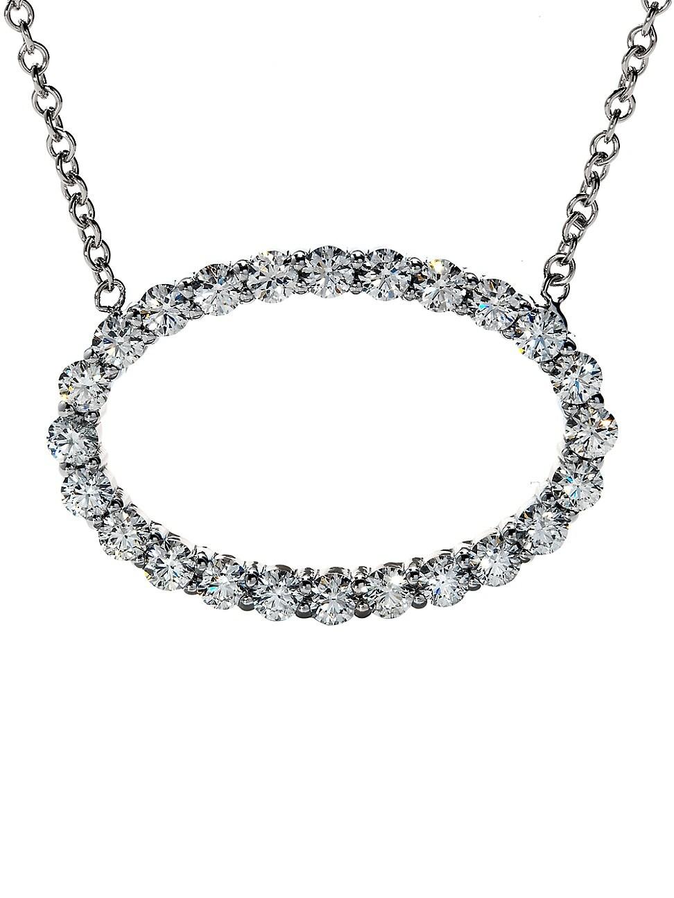 Womens Whimsical 18K White Gold & 0.8-0.88 TCW Diamond Large Oval Pendant Necklace Product Image