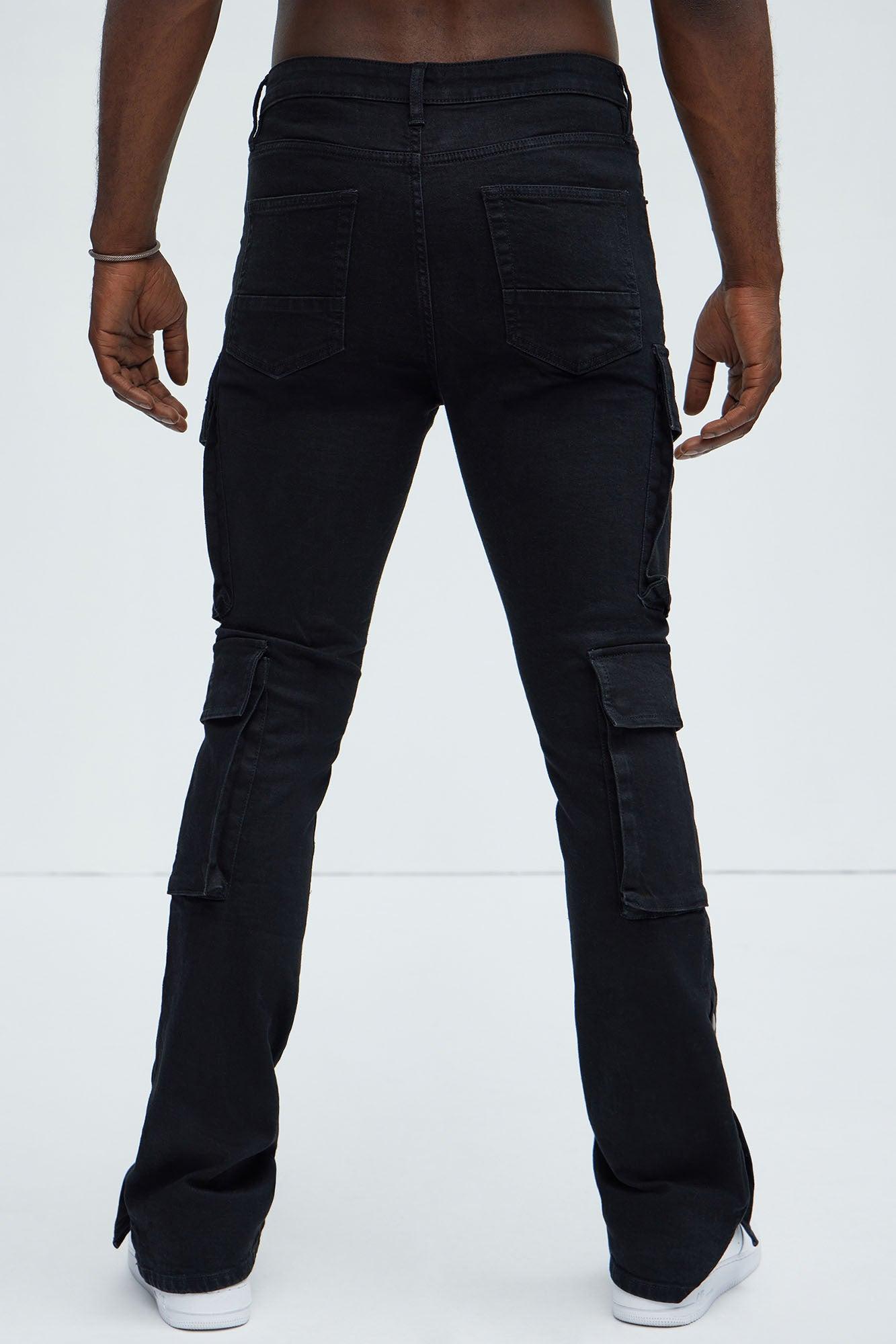 On The Set Stacked Skinny Snap Flare Jeans - Black Product Image
