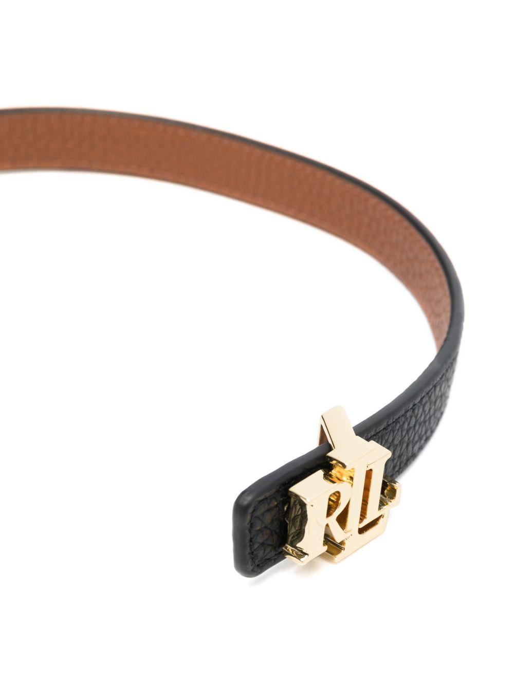 logo-buckle reversible leather belt Product Image