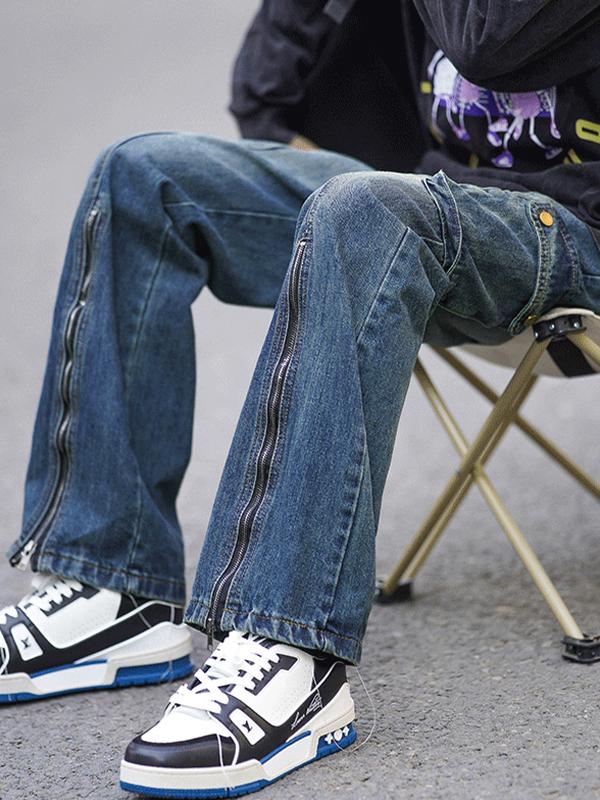 Men's Zip Up Flap Pocket Cargo Jeans Product Image