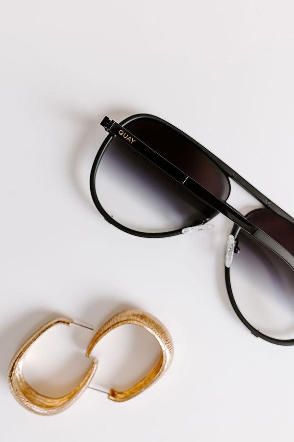 Quay High Profile Aviator Sunnies in Matte Black Product Image