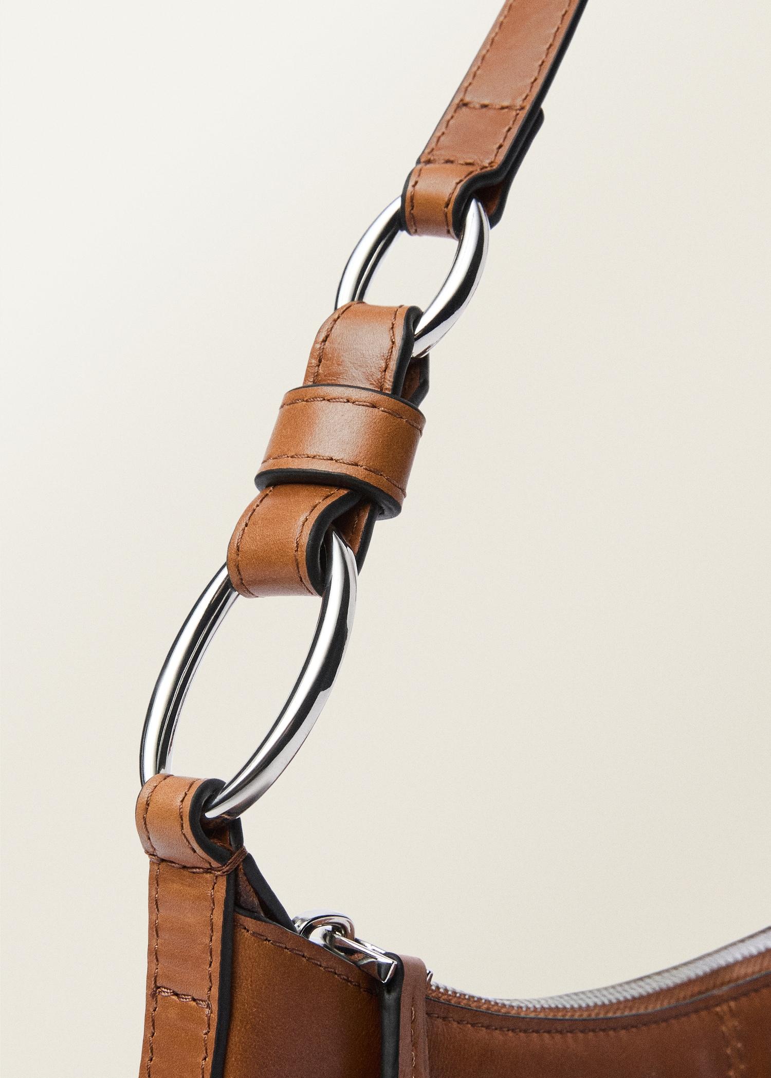 Leather shoulder bag with gathered pockets - Women | MANGO USA Product Image