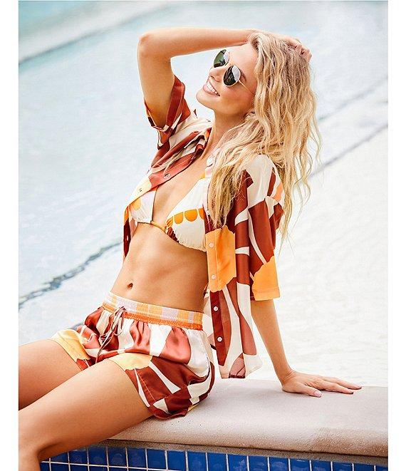 Gianni Bini Coordinating Sarah Mid Rise Pull On Printed Satin Shorts Product Image