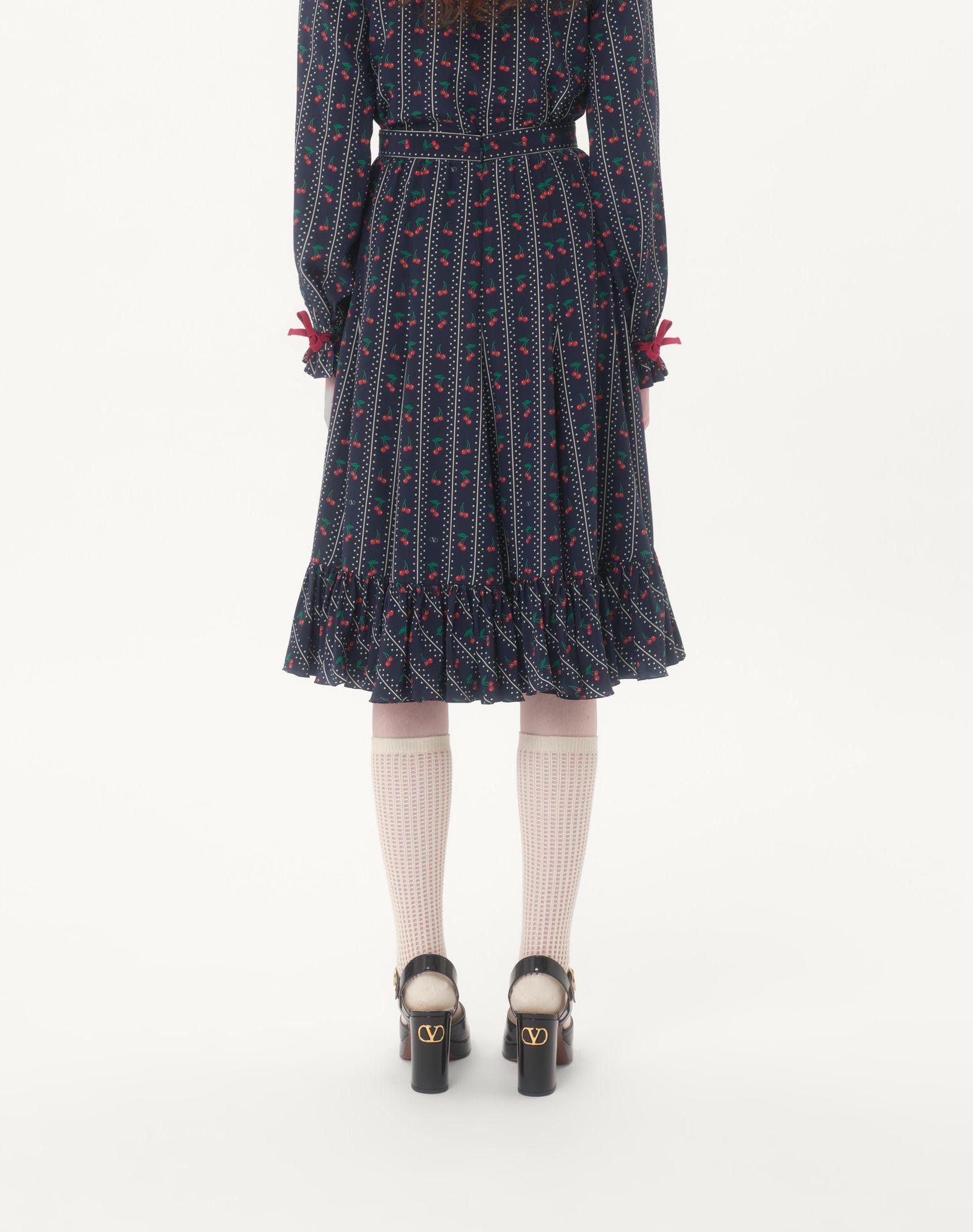 Crepe De Chine Midi Skirt With Cherryfic Print Product Image