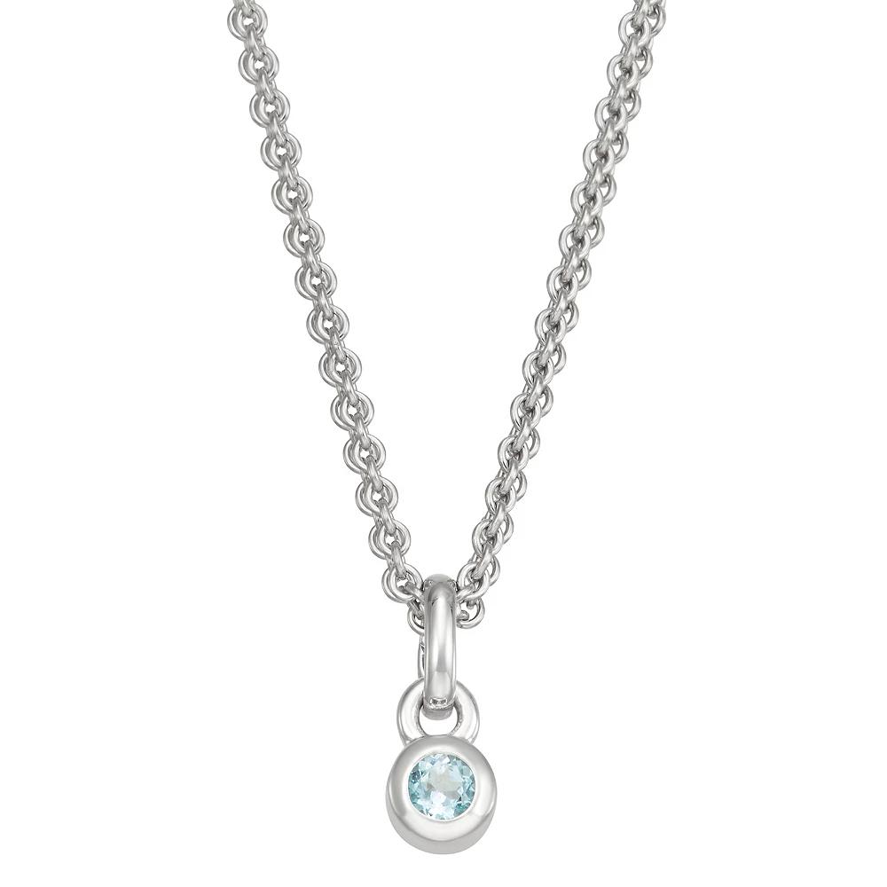 Sterling Silver Blue Topaz Charm Necklace, Womens Silver Tone Product Image