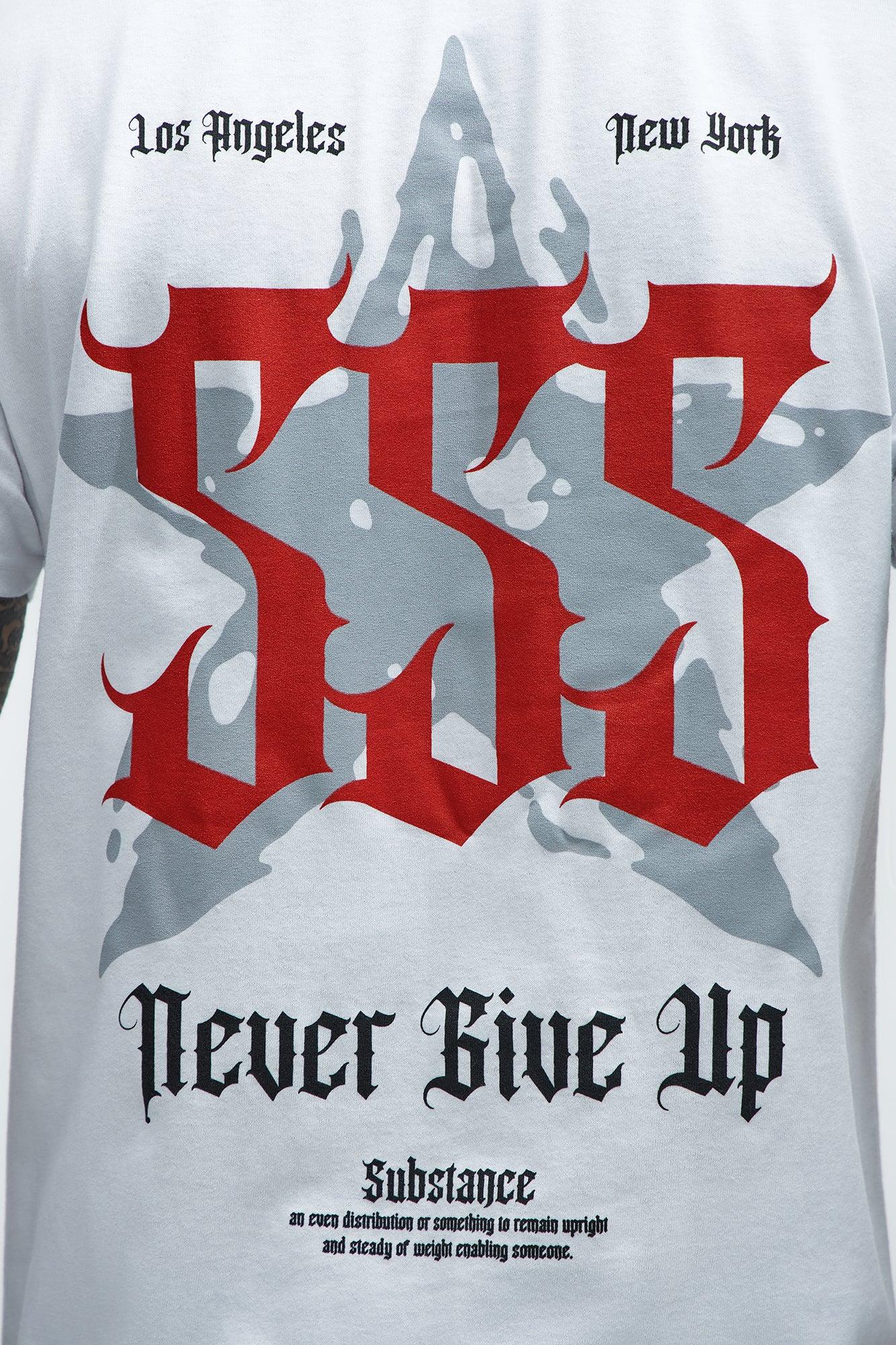 Never Give Up 555 Short Sleeve Tee - White Product Image