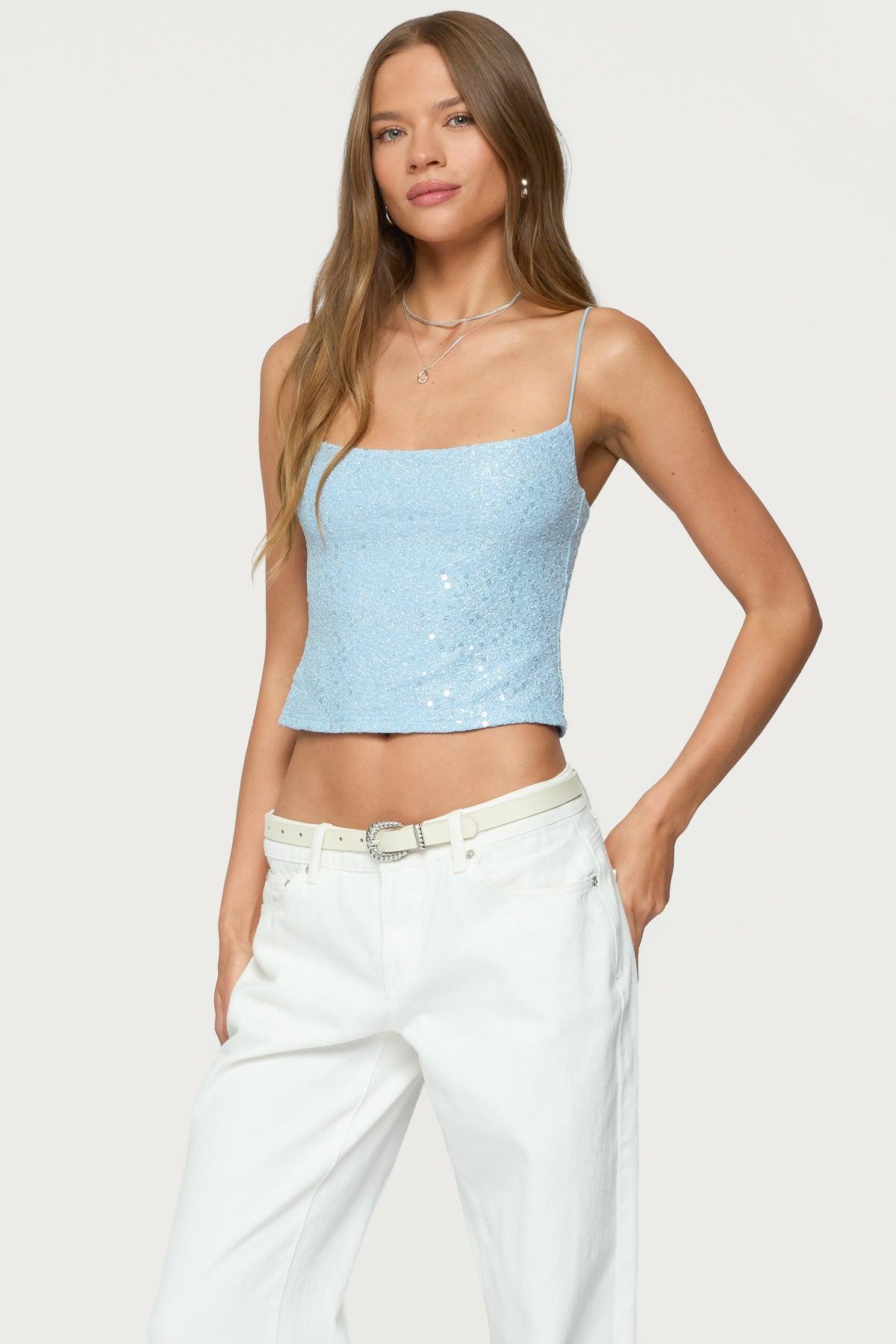 Metallic & Sequin Textured Tank Top Product Image