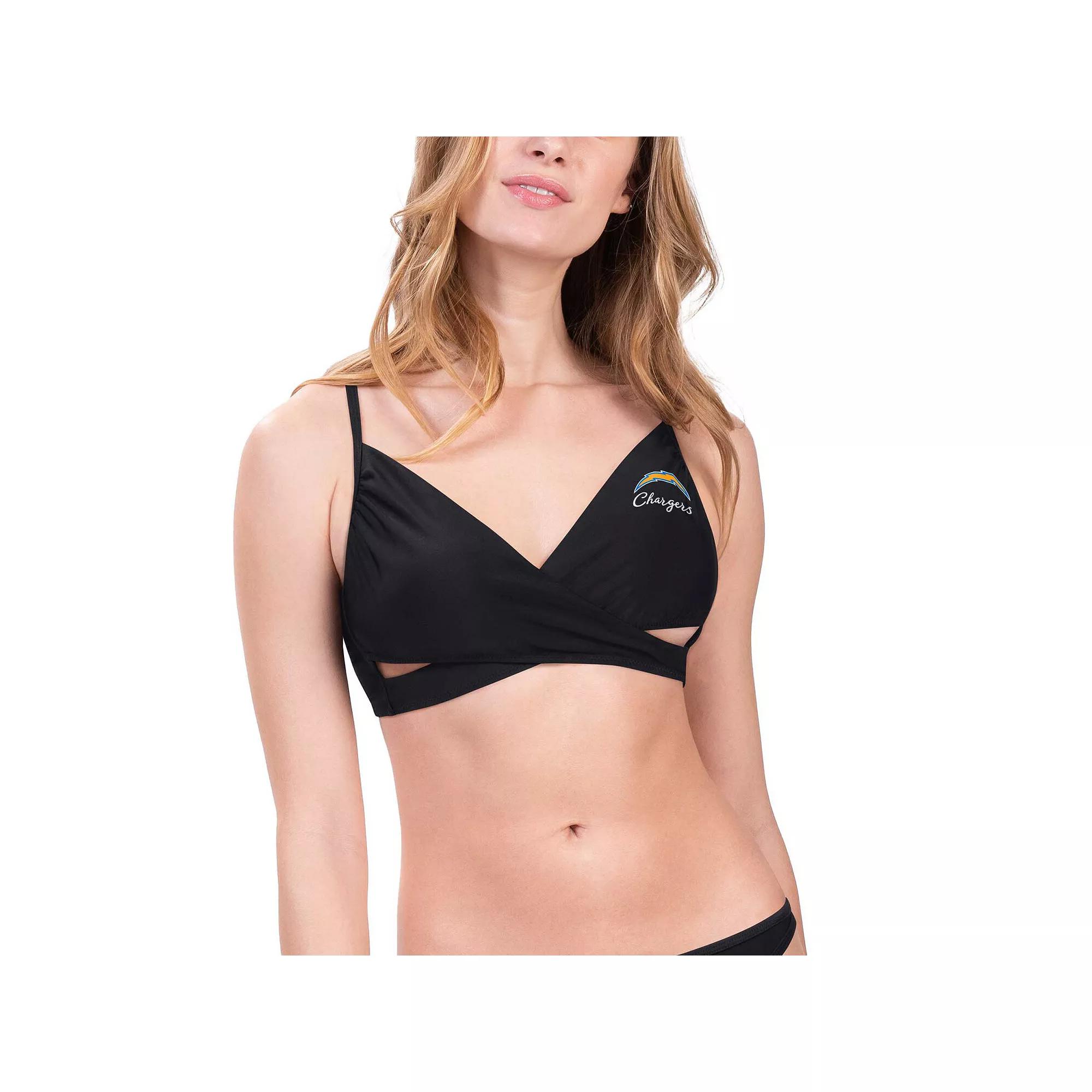 Women's G-III 4Her by Carl Banks Black Los Angeles Chargers Hall of Fame Bikini Top,  Product Image