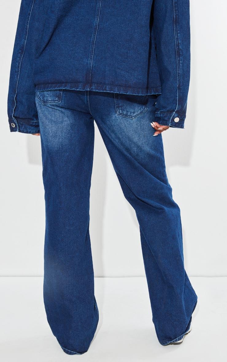 Tall Dark Indigo Wash Mid Rise Wide Leg Jeans Product Image