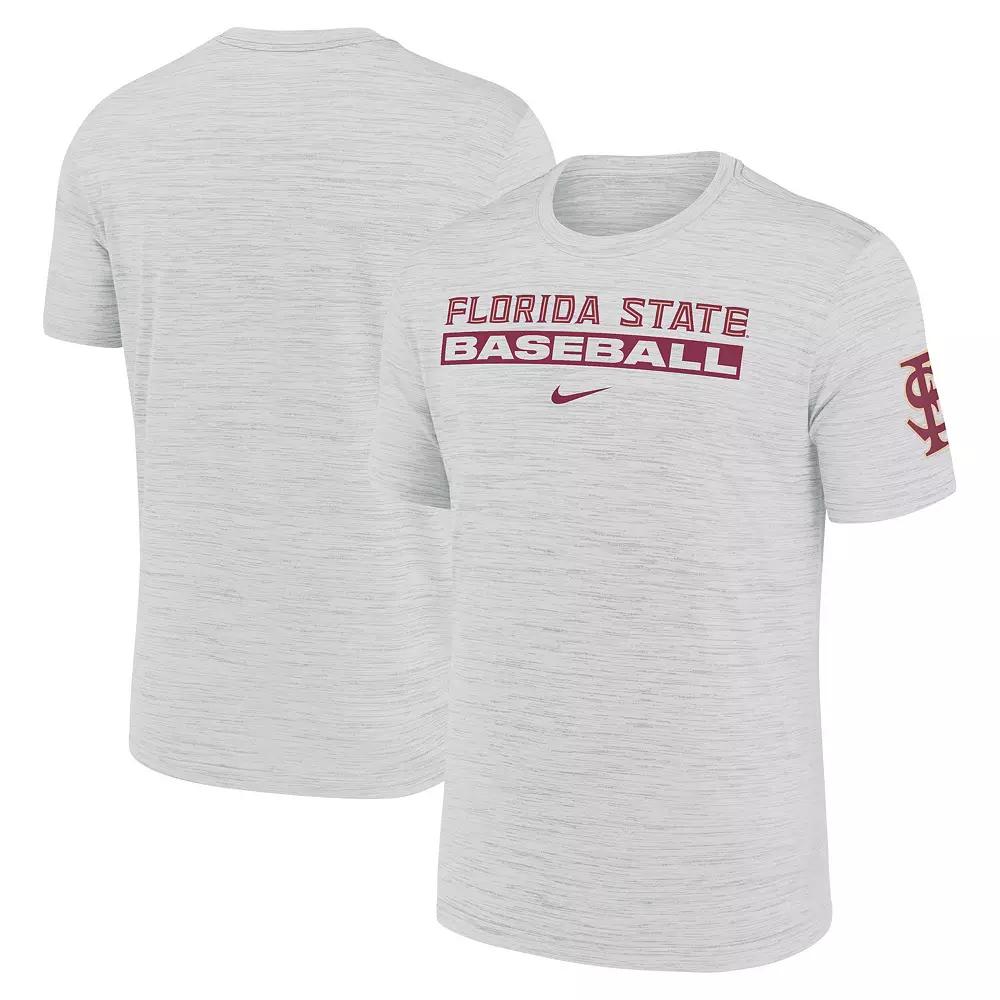 Men's Nike Ash Florida State Seminoles Velocity Baseball Wordmark Stack Performance T-Shirt,  Product Image
