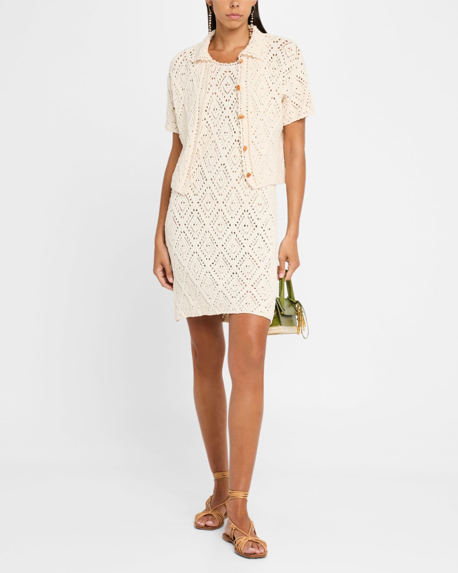 Emarya Pointelle-Knit Cotton Cardigan Product Image