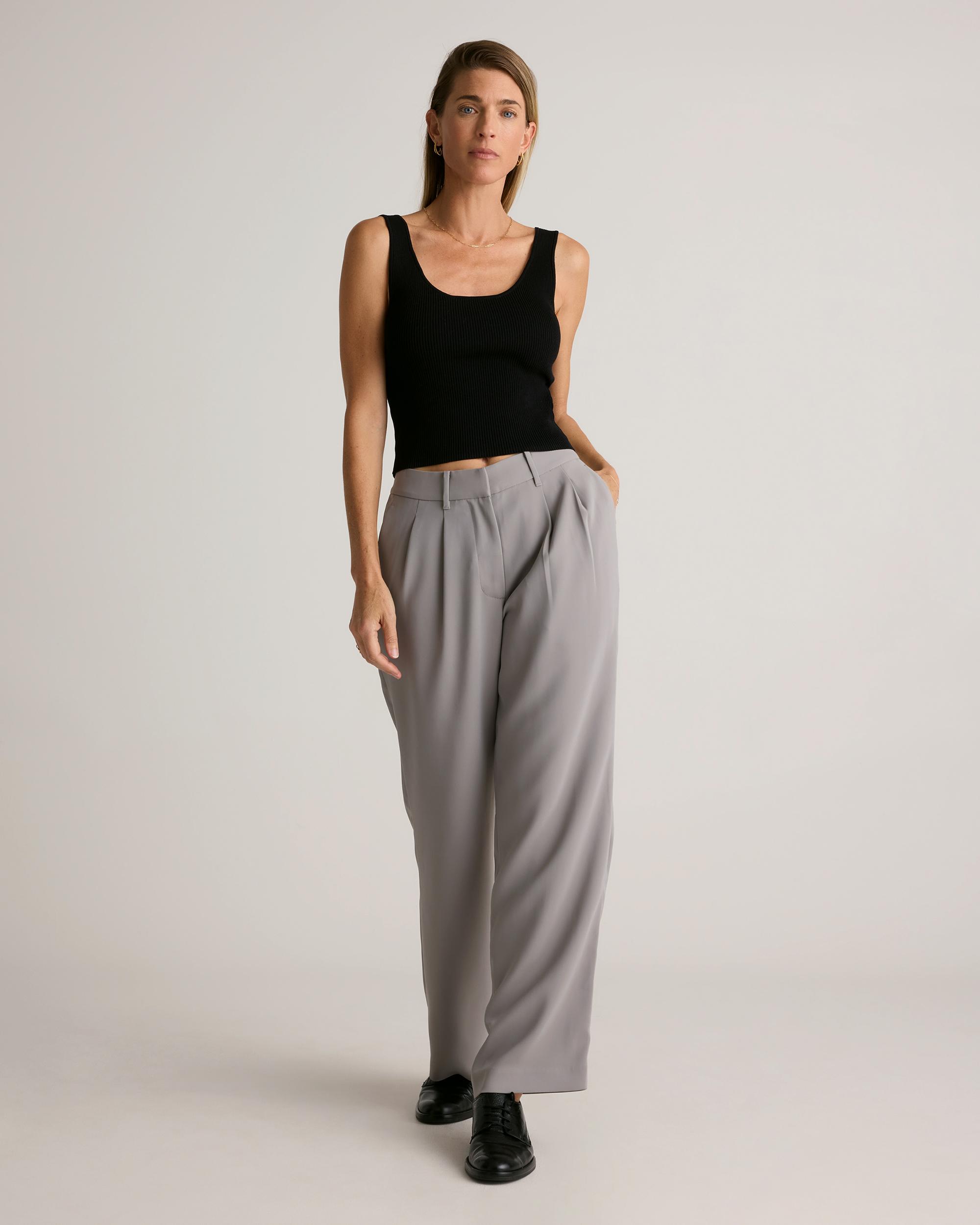 Quince | Women's Stretch Crepe Pleated Wide Leg Pants Recycled Polyester Product Image