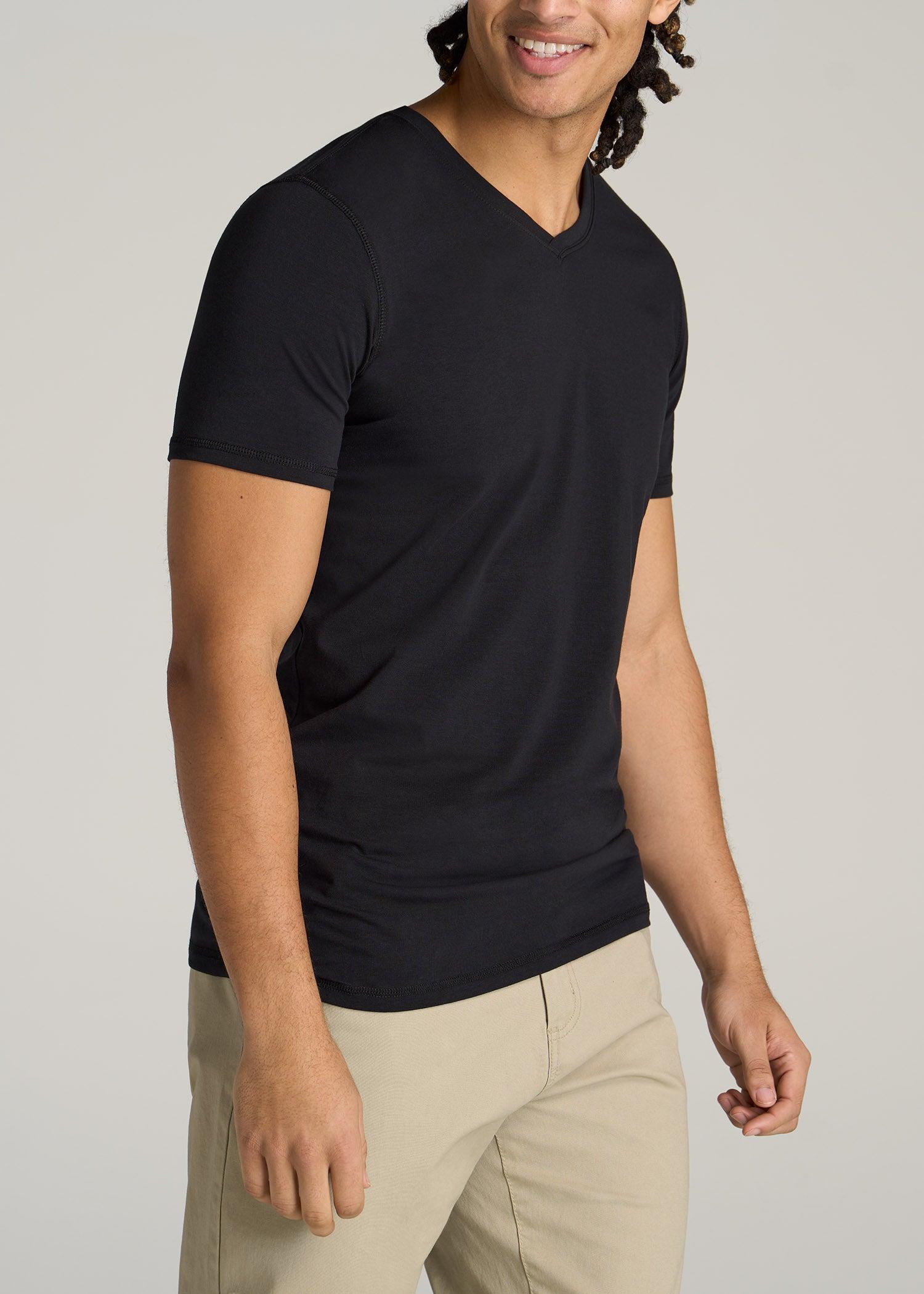 The Essential SLIM-FIT V-Neck Tee for Tall Men in Black Male Product Image