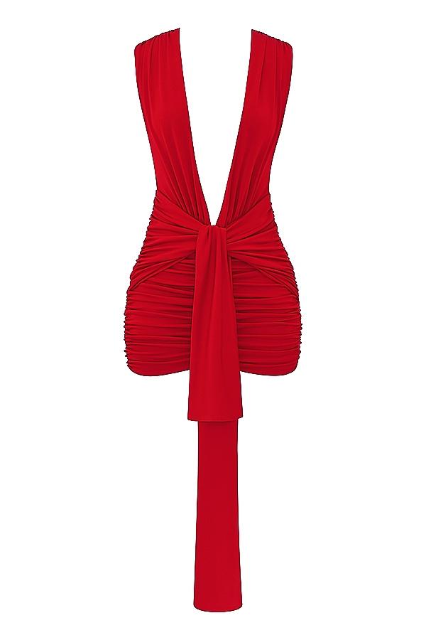 Aliza  cherry gathered mini dress Product Image