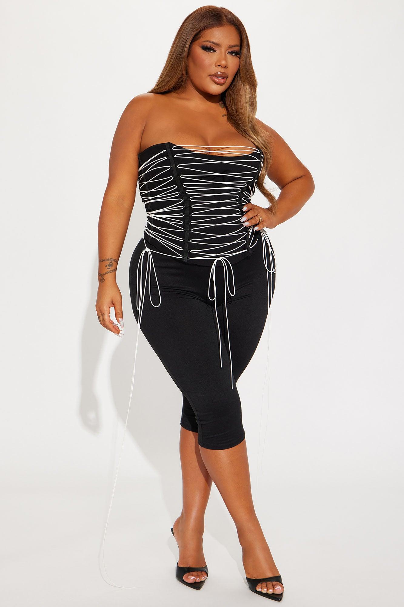 Hot List Strappy Corset top - Black/White Product Image