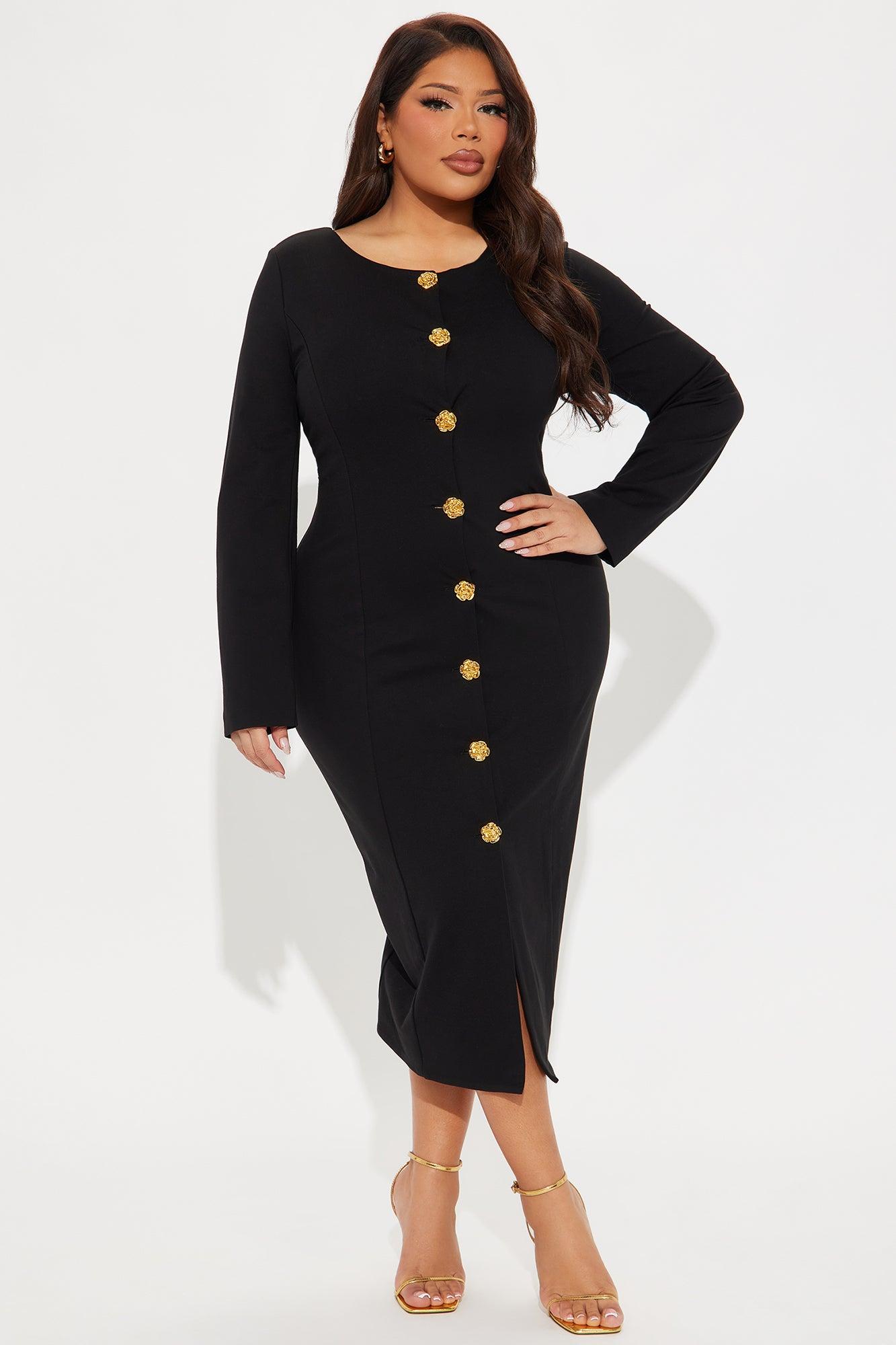 The Carla Body Sculpting Midi Dress - Black Product Image