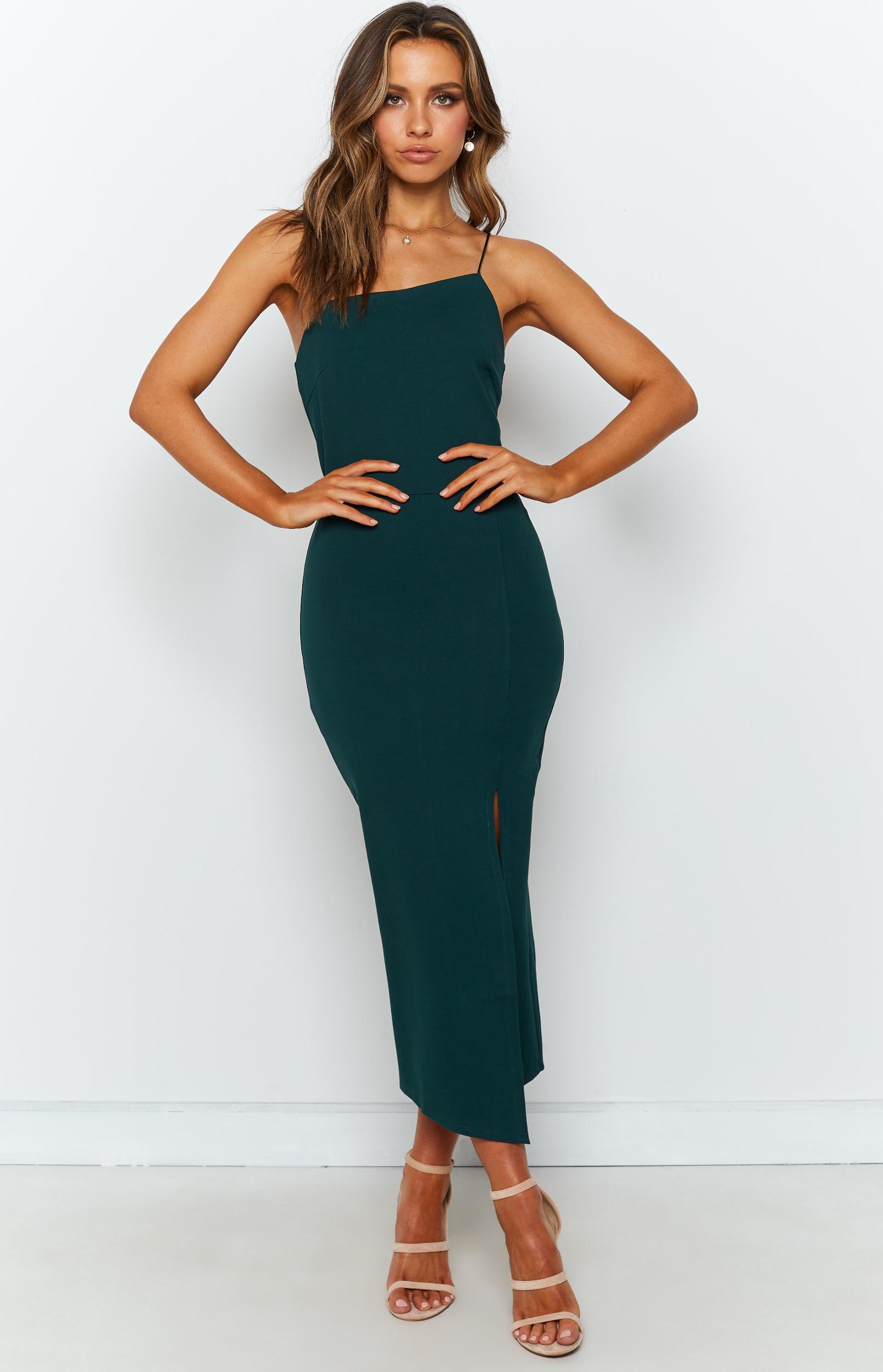 Cecilia Bodycon Midi Dress Emerald Product Image