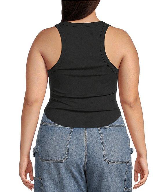 Good American Plus Size Micro Rib Scoop Neckline Sleeveless Tank Product Image