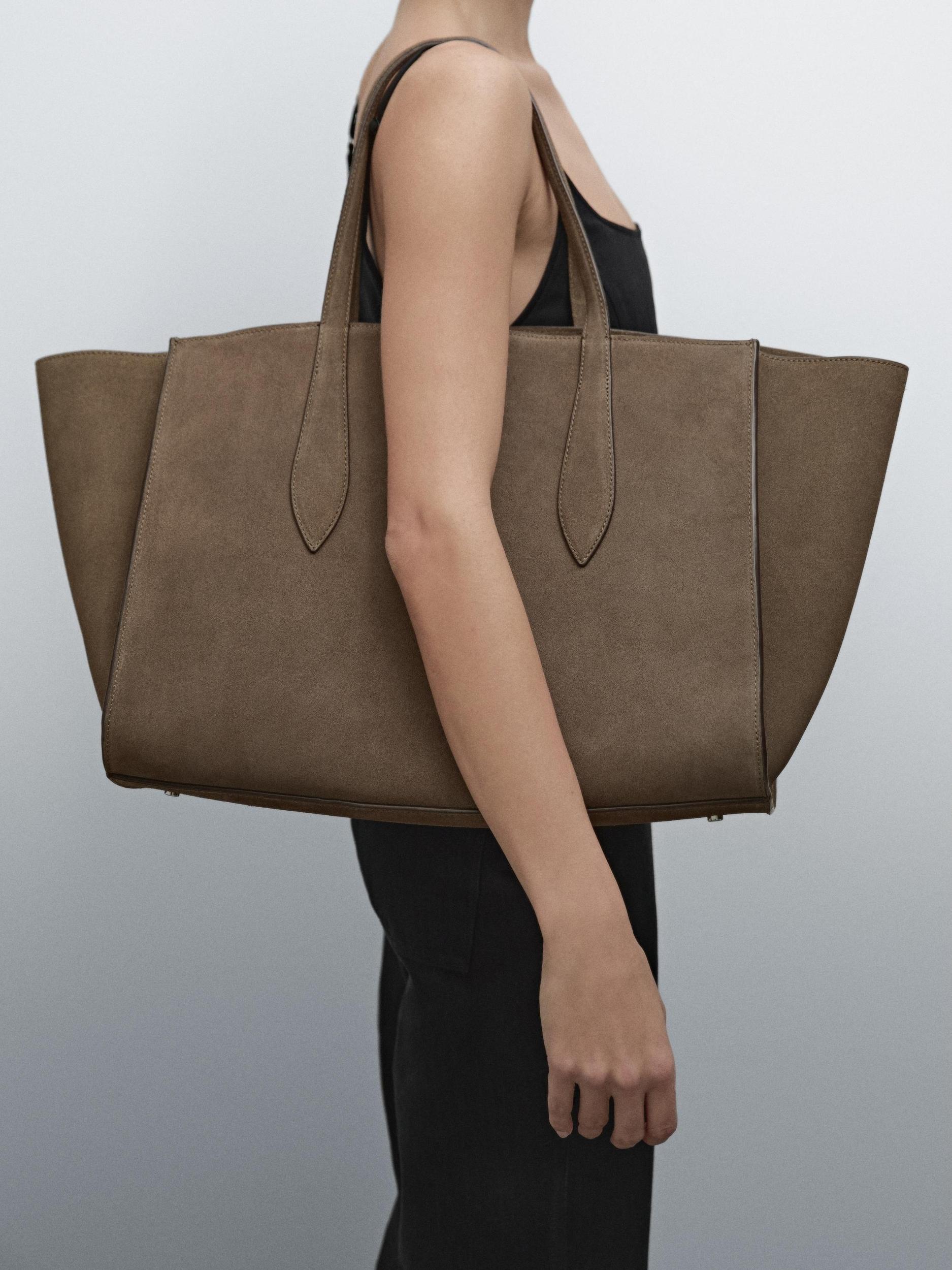 Split suede maxi tote bag Product Image