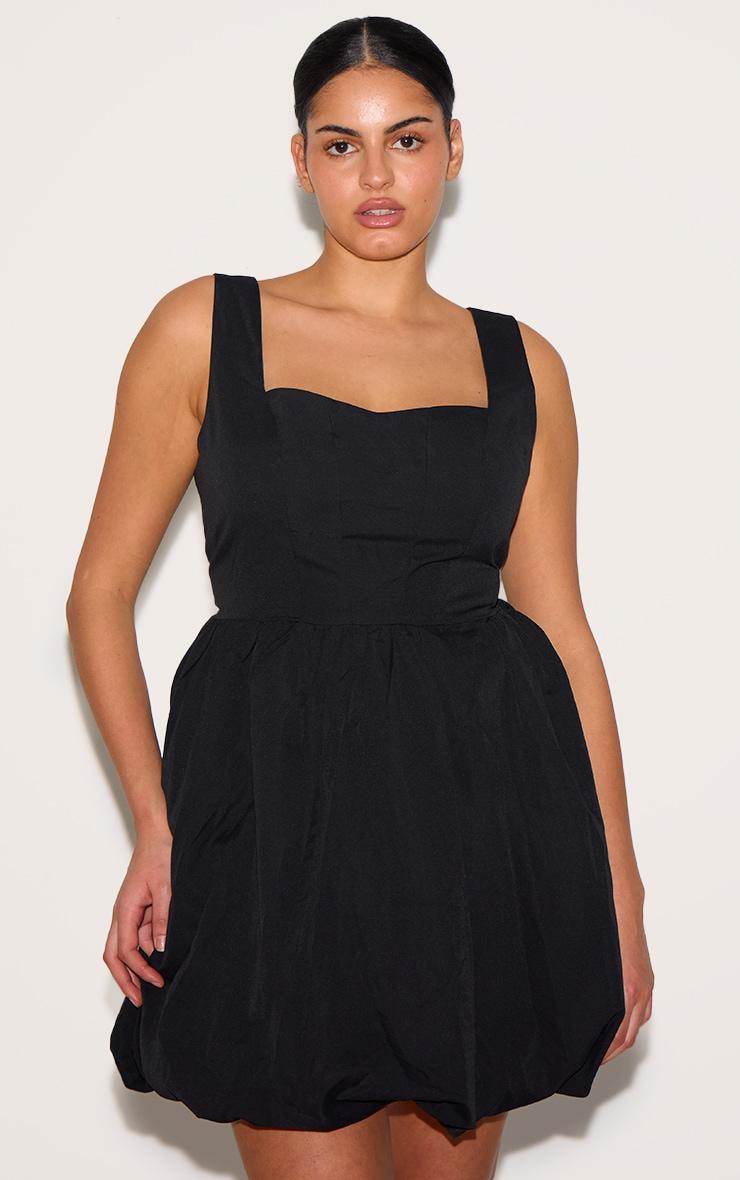 Plus Black Puffball Mini Dress Product Image