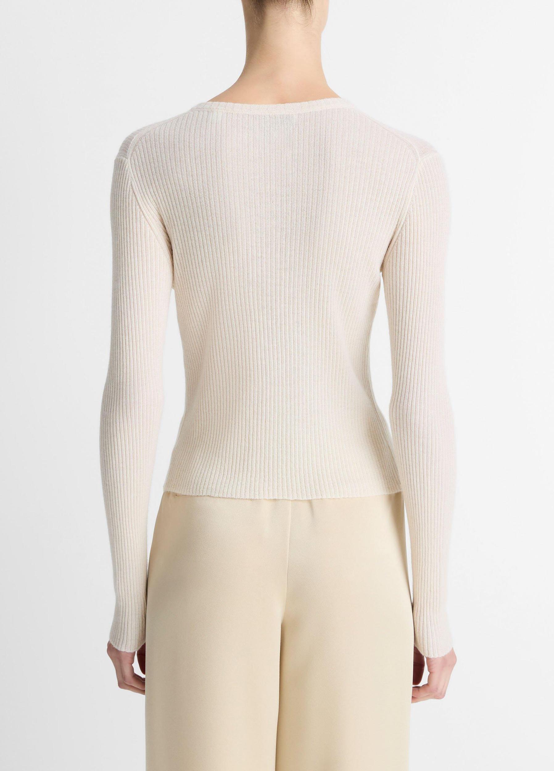 Ribbed Cashmere-Silk Henley Sweater Product Image