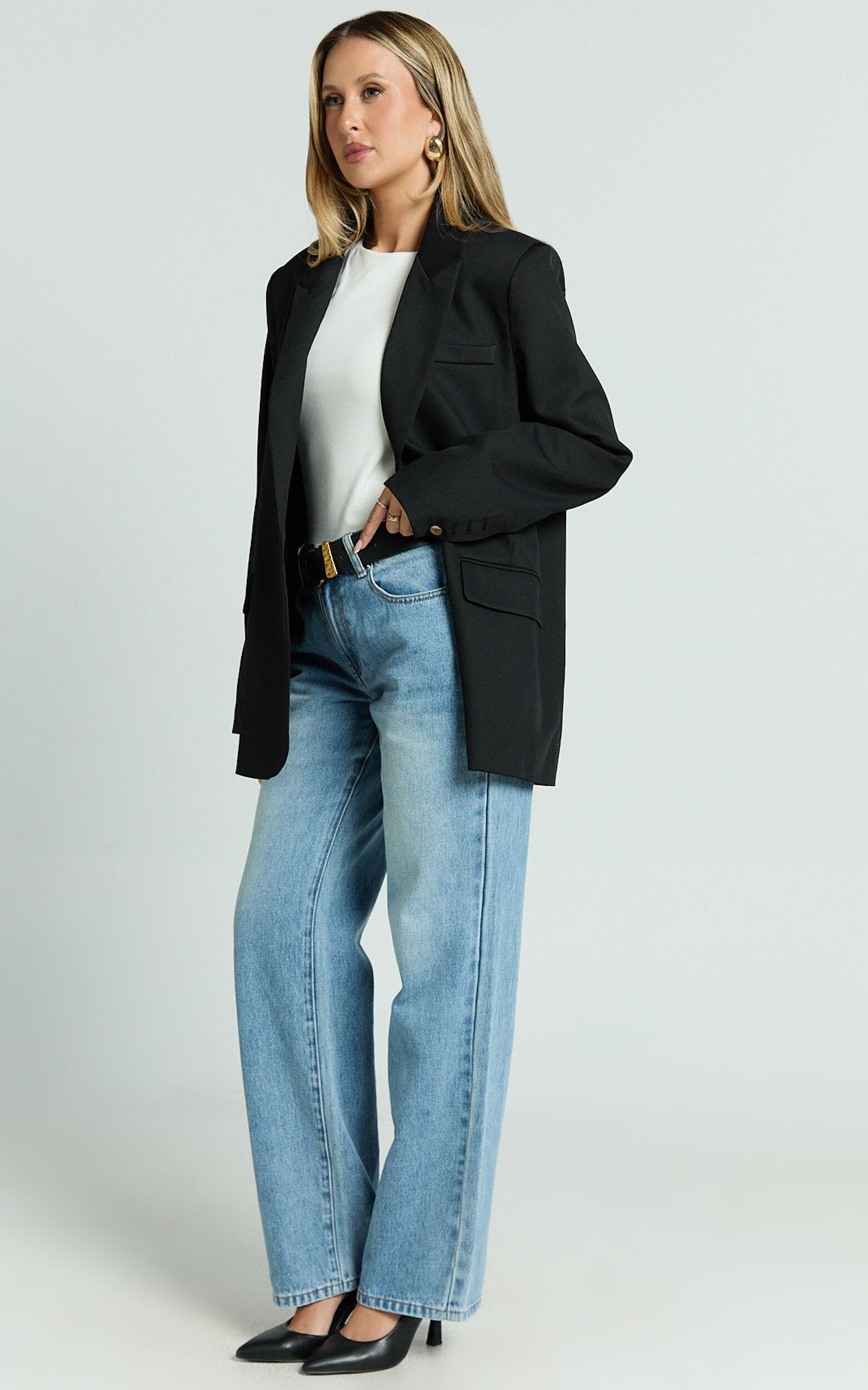 Caralina Blazer - Oversized Single Breasted Blazer in Black Product Image