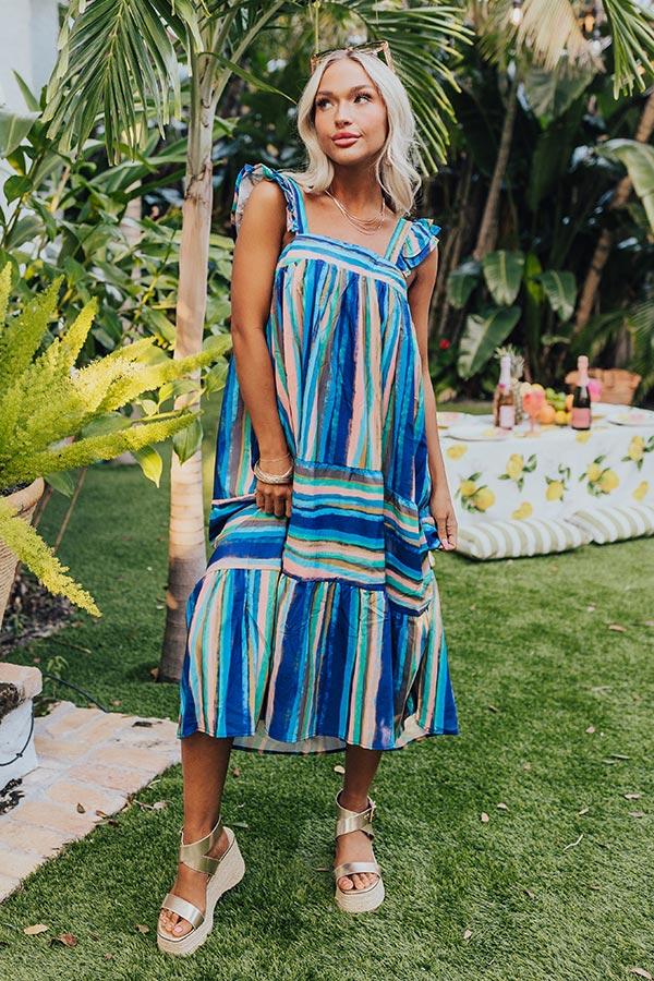 Hit Remix Stripe Midi In Royal Blue Product Image