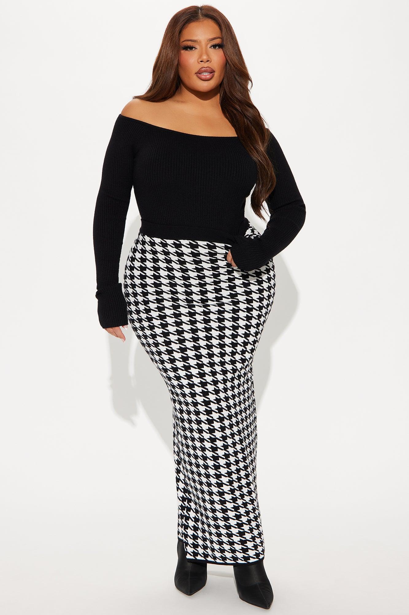 Mariana Sweater Knit Maxi Skirt - Black/White Product Image