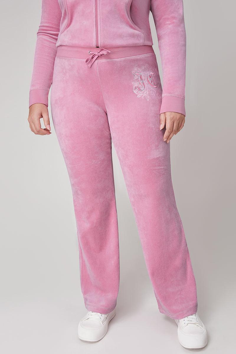 Plus-Size Monogram Heritage Cotton Velour Track Pants Product Image