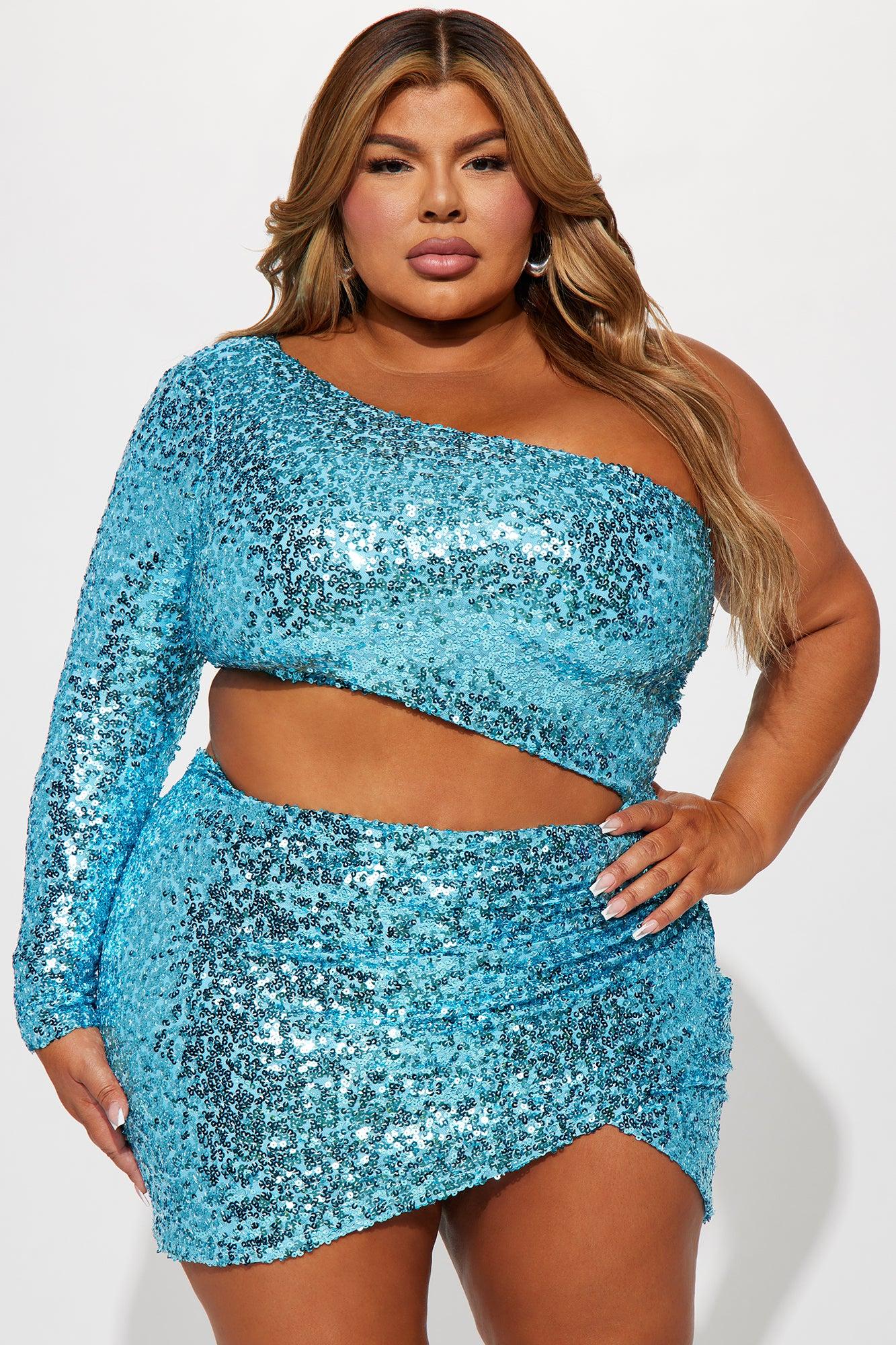 Brie Sequin Mini Dress - Blue Product Image