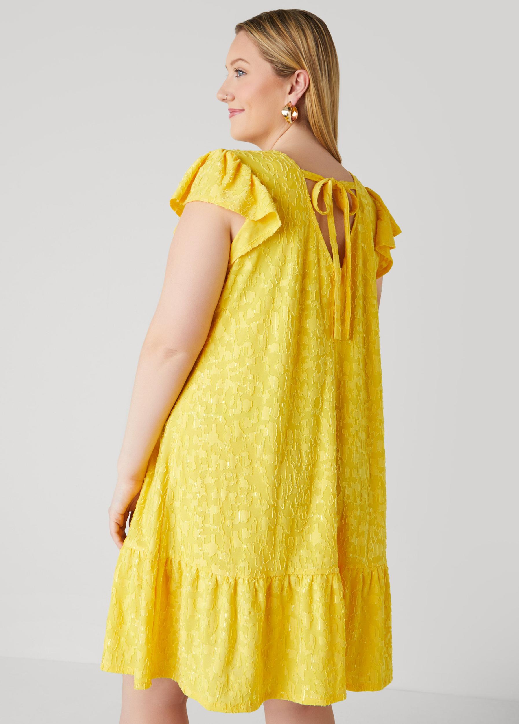 Plus Size Flounced Burnout Dress Ashley Stewart Product Image