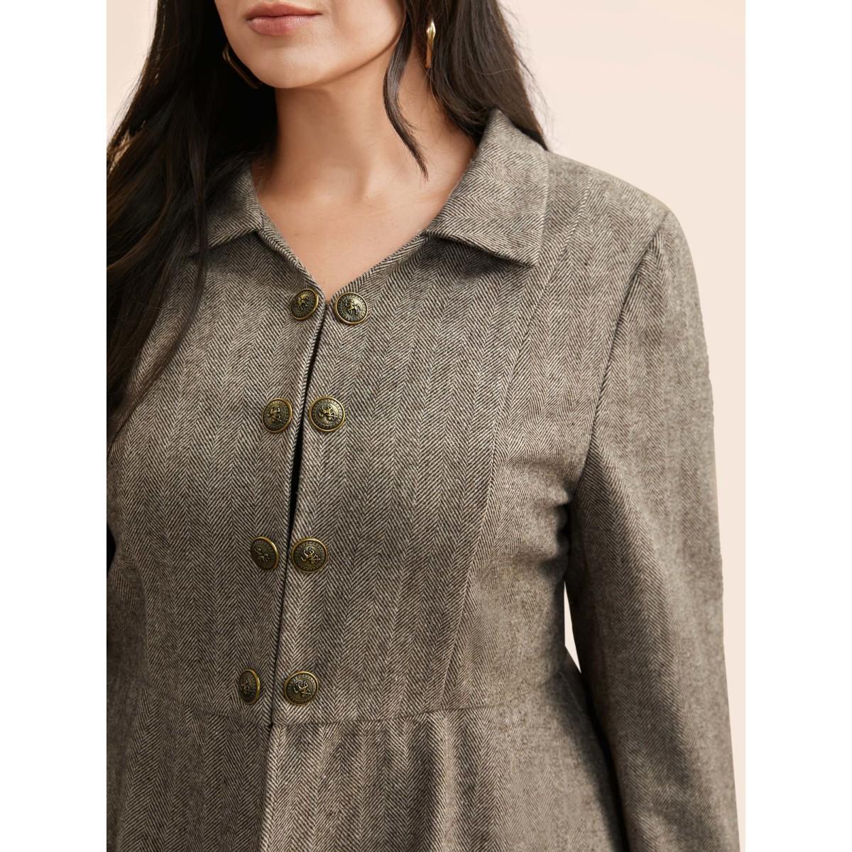 Plus Size Lapel Collar Metal Detail Jacket Women Multicolor Button Bodycon Everyday Jackets BloomChic 22-24/3X Product Image