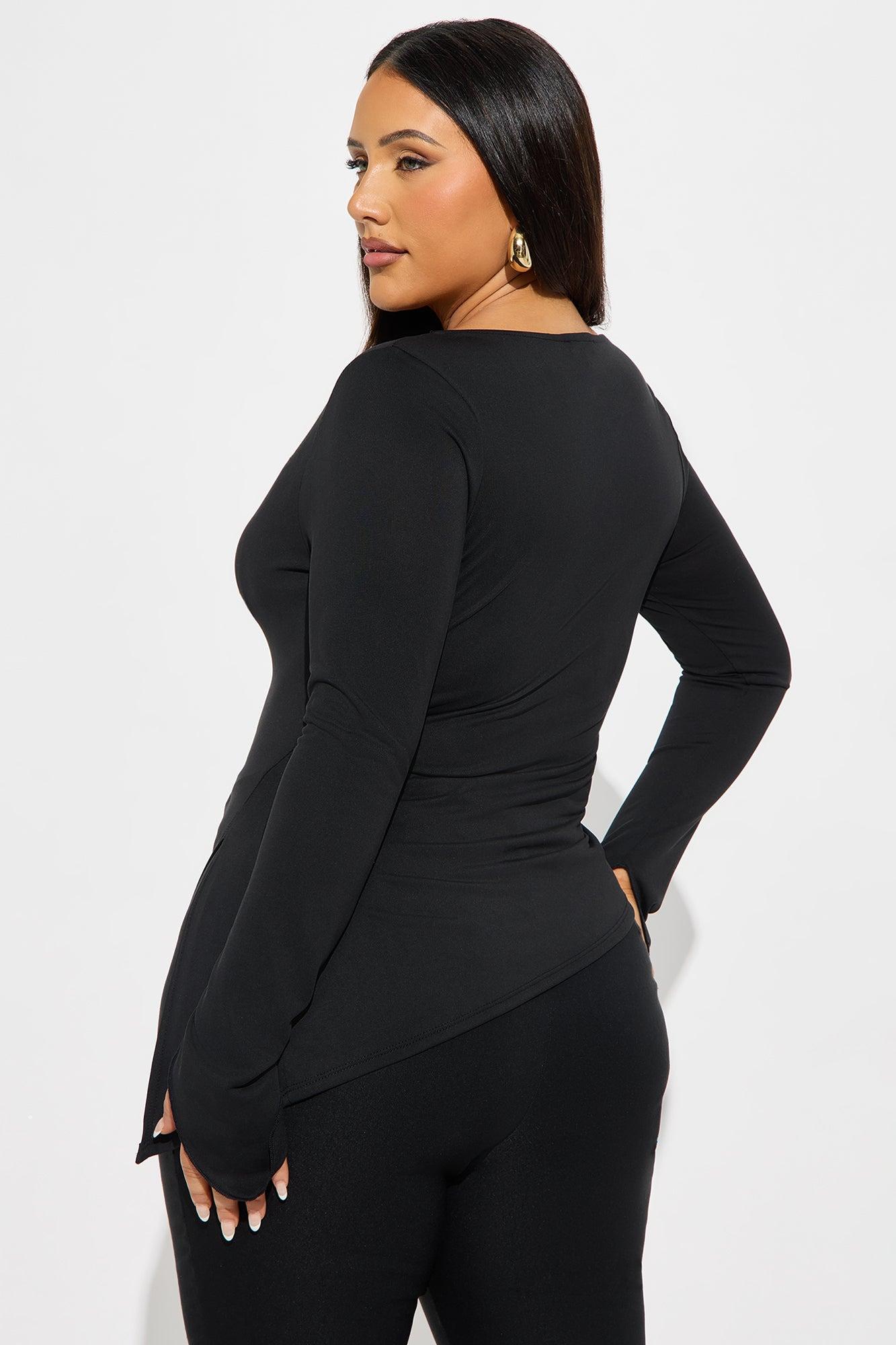 Perdie Cowl Neck Long Sleeve Top - Black Female Product Image