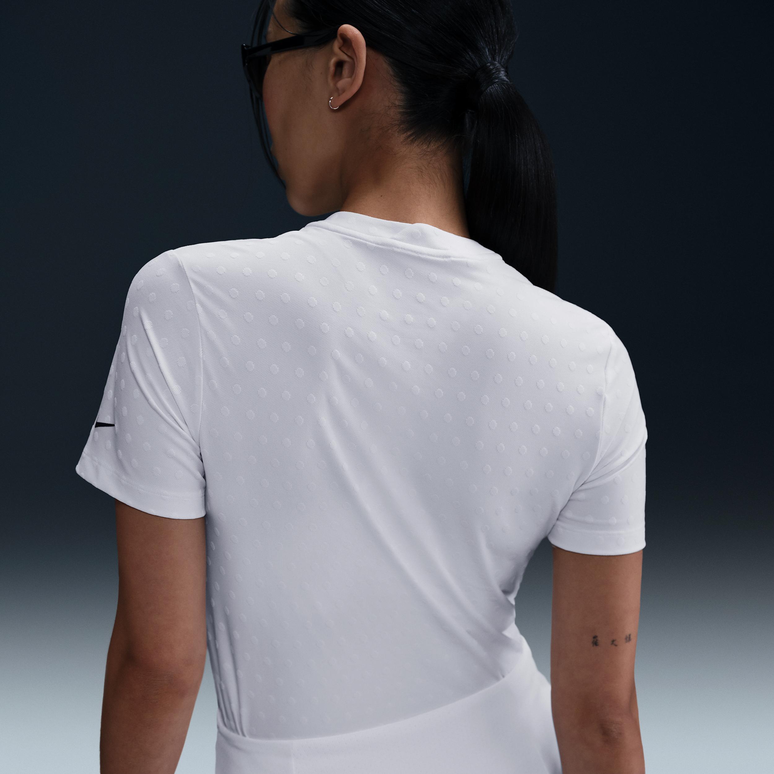 Nike Womens Tour Dri-FIT Short-Sleeve Blade Jacquard Golf Polo | FZ6302-100 Product Image