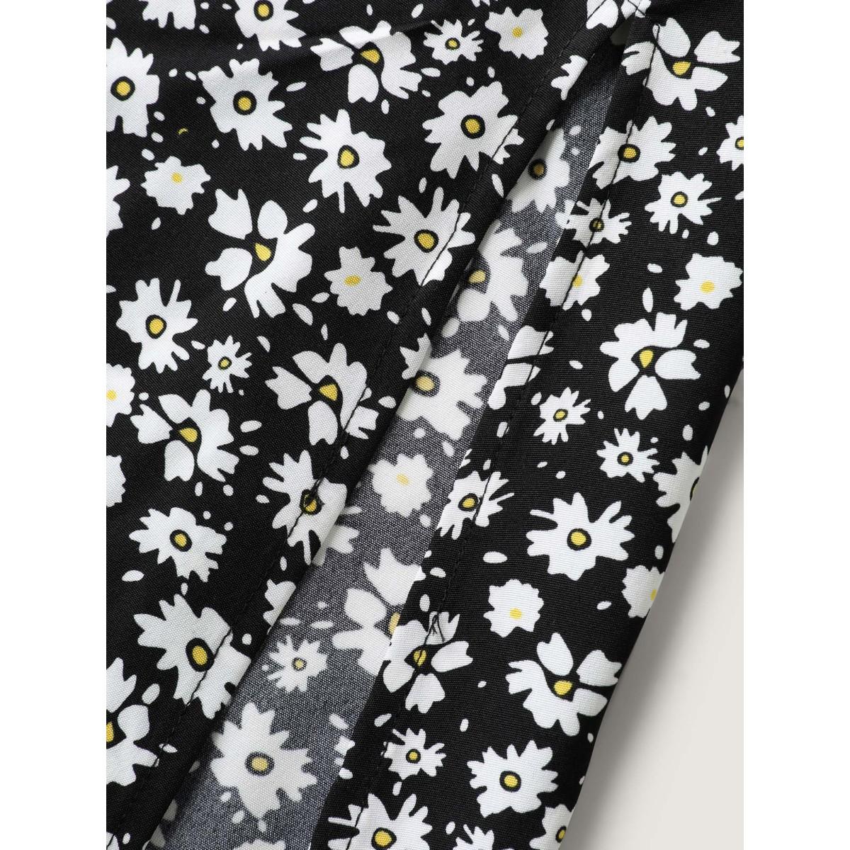 Plus Size Floral Lace Front Flowy Midi Dress BlackFlower Women Non Sleeveless Curvy BloomChic 14-16/1X Product Image