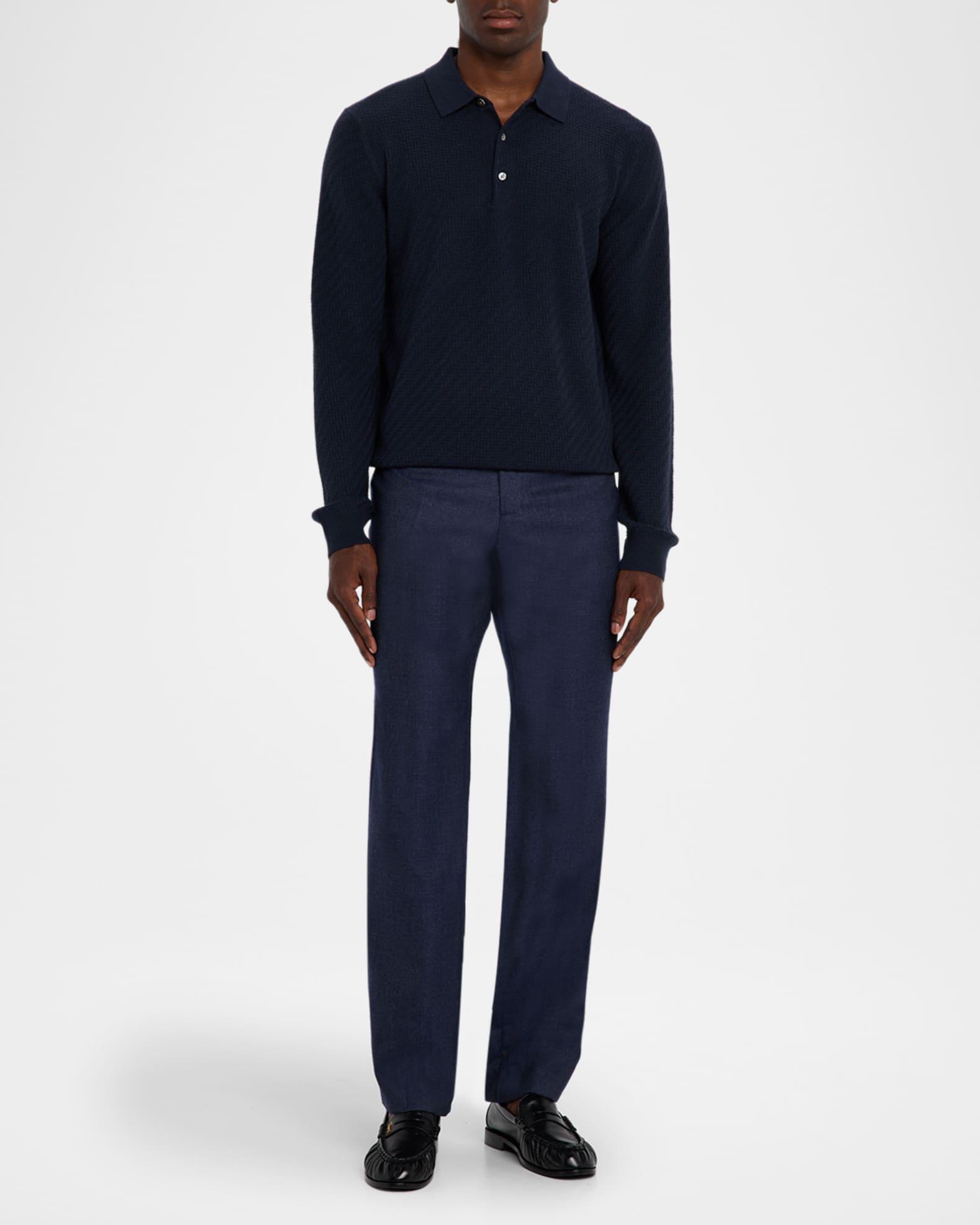 Men's Cashmere Mix-Ribbed Polo Sweater Product Image