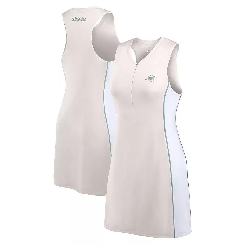 Women's Fanatics Cream Miami Dolphins Studio Boost Athletic Half-Zip Dress,  Product Image