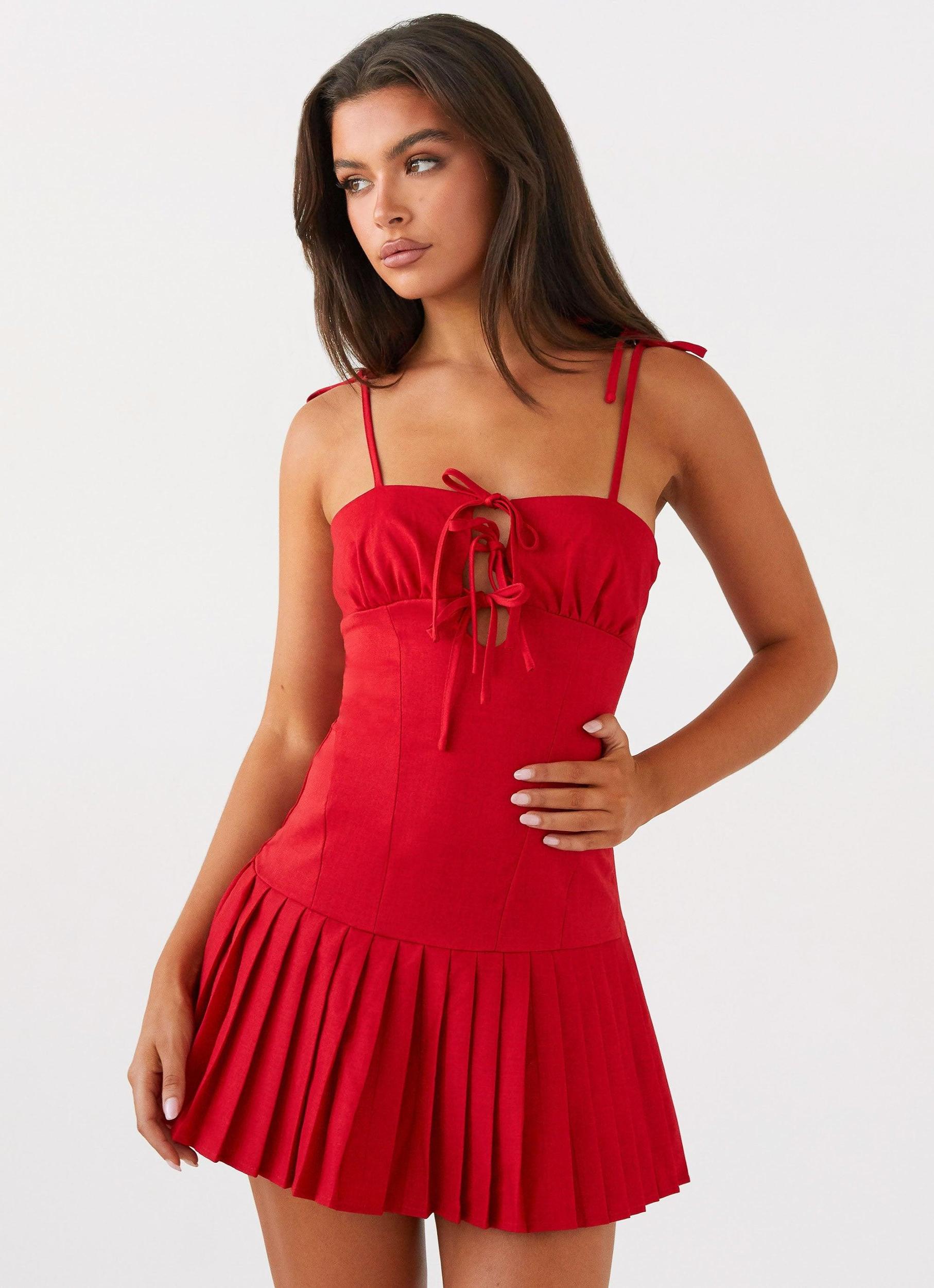 Love Seeker Corset Mini Dress - Red Product Image