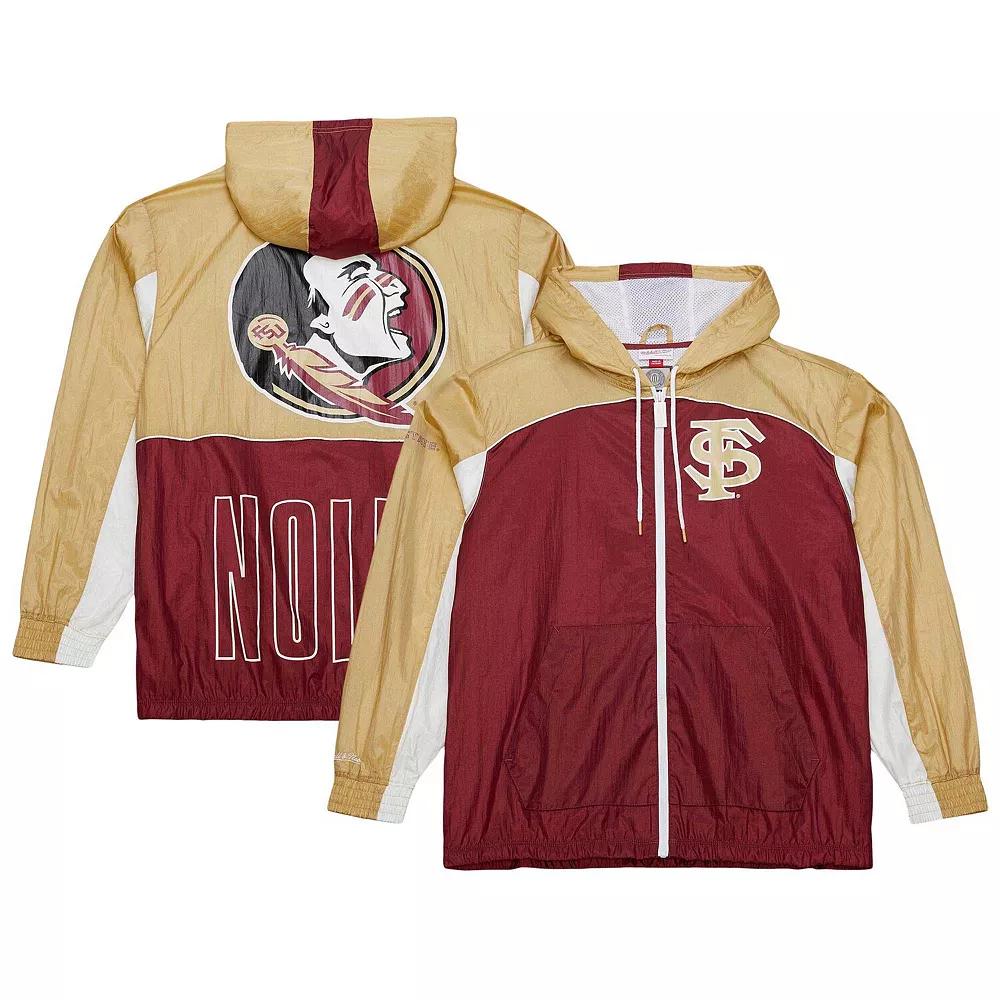 Men's Mitchell & Ness White Florida State Seminoles Big Shot Premium Full-Zip Windbreaker, Size: Large Product Image