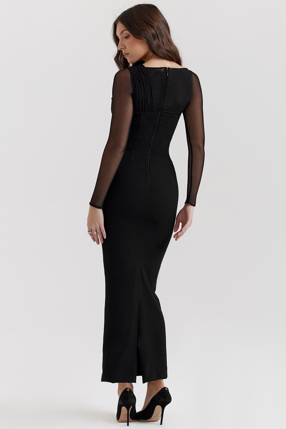 Zahra  black plunge maxi dress Product Image