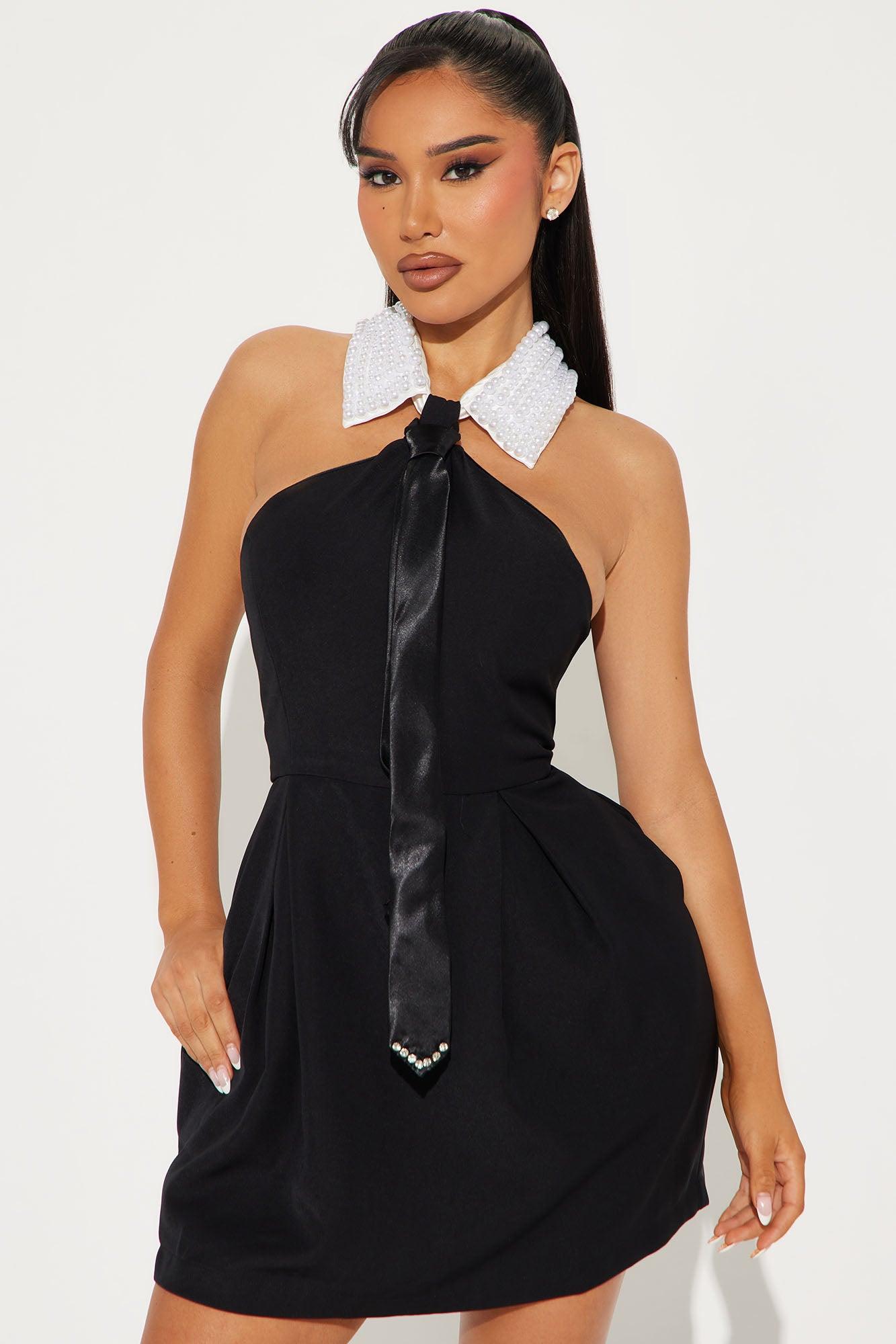 Camryn Embellished Mini Dress - Black Product Image