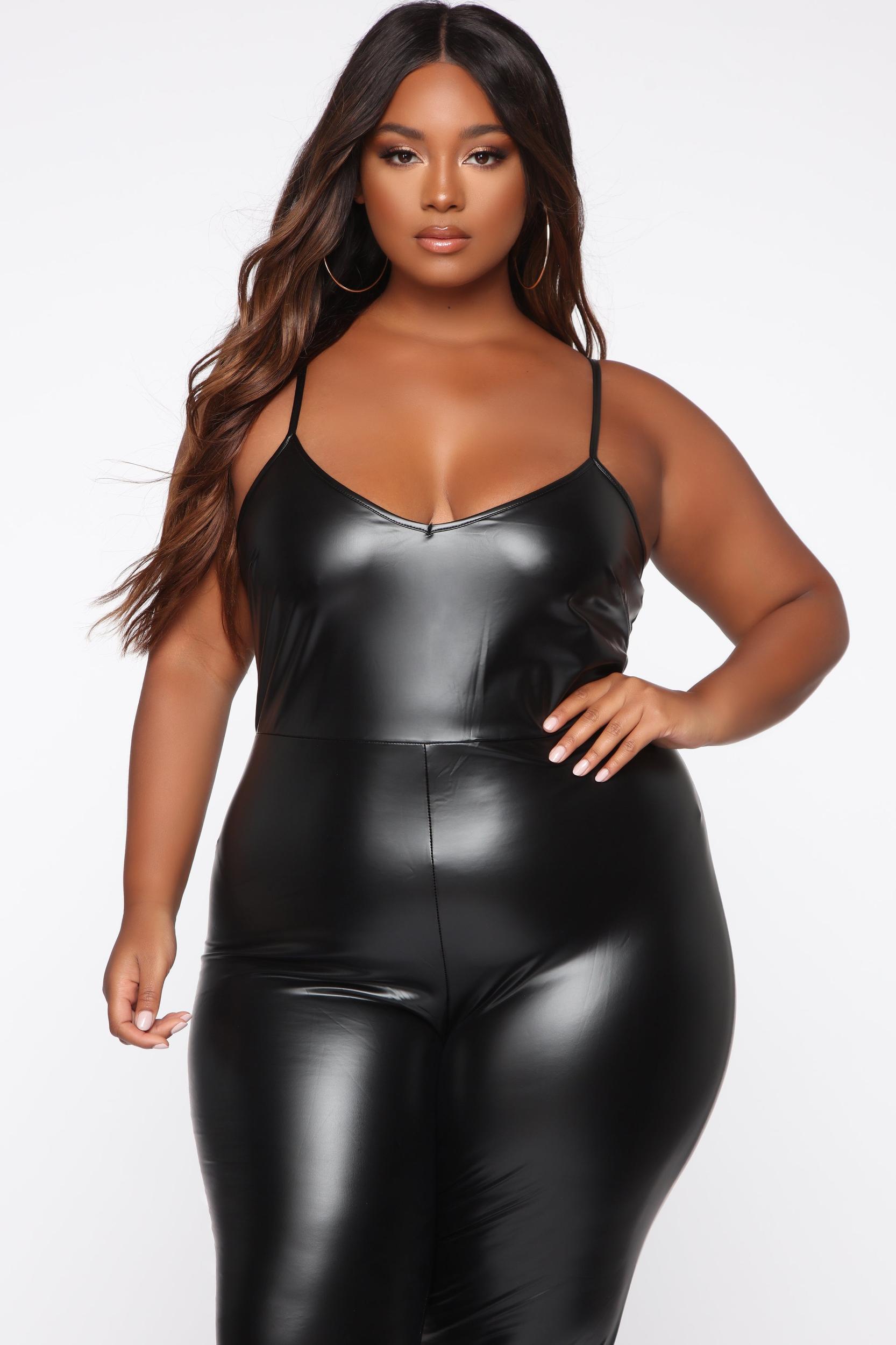 Feels So Classic Faux Leather Jumpsuit - Black Product Image