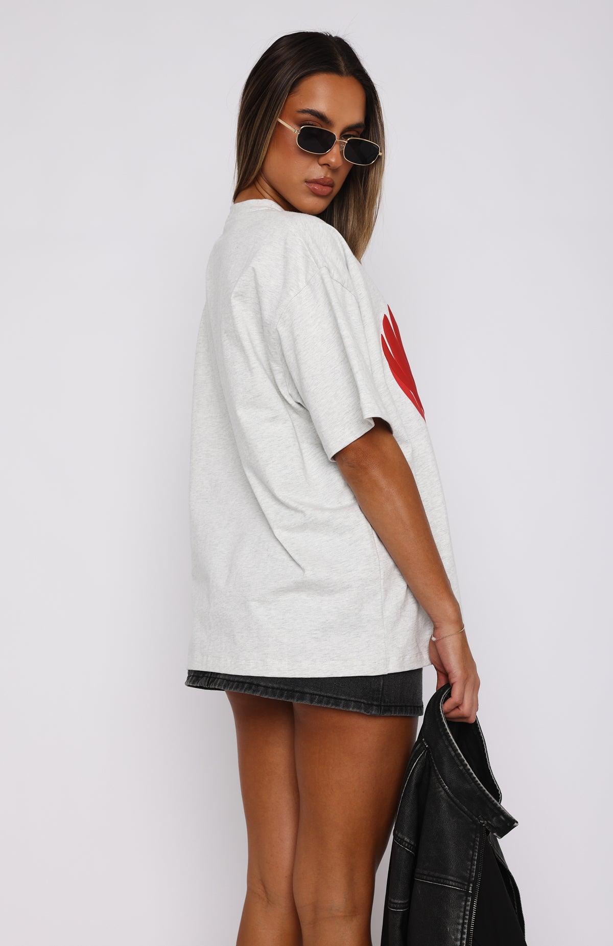Love Burst Oversized Tee Grey Marle Product Image