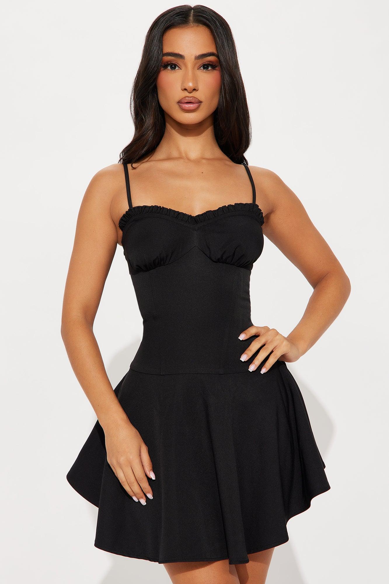 Lovestitch Twill Micro Mini Dress - Black Product Image