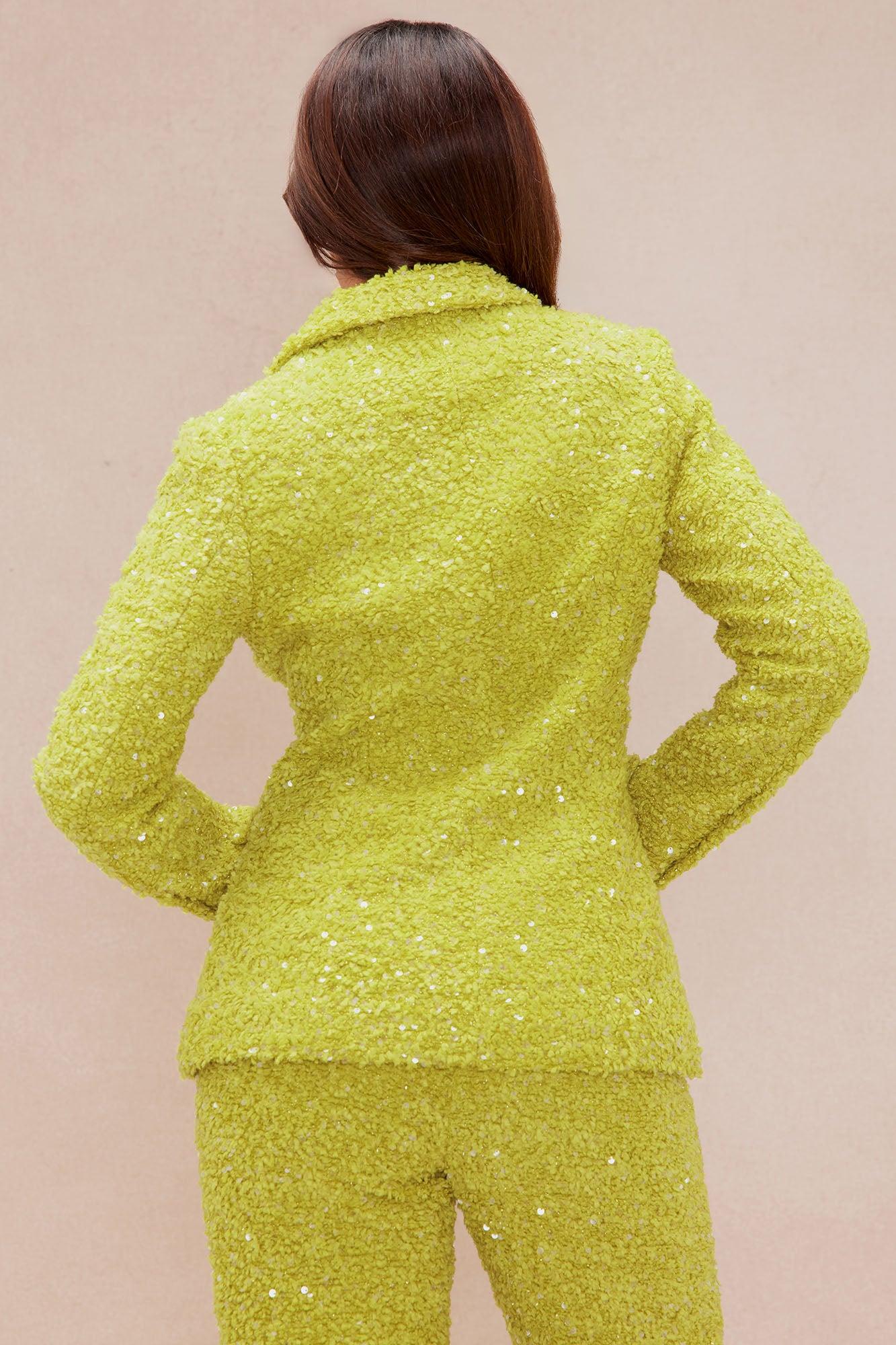 Demi Embellished Tweed Blazer - Chartreuse Female Product Image
