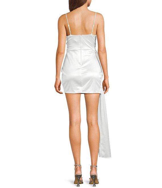 B. Darlin Drape Neck Pleated Side Tail Bodycon Dress Product Image