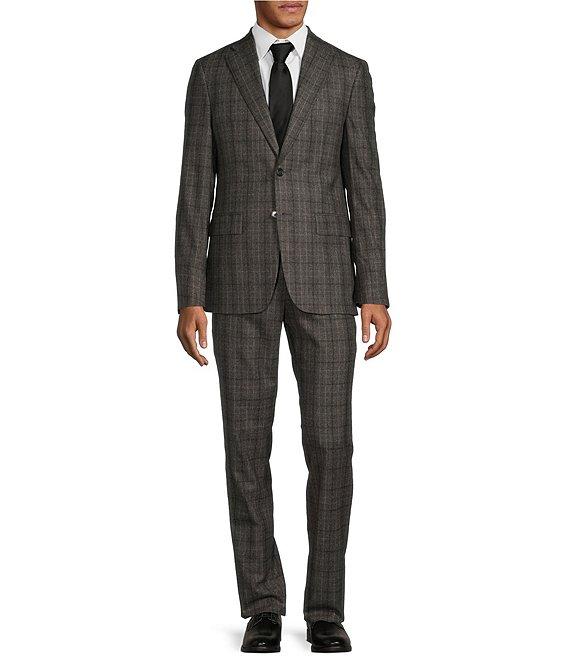 Hickey Freeman Classic Fit Flat Front Flannel Plaid Pattern 2-Piece Suit Product Image