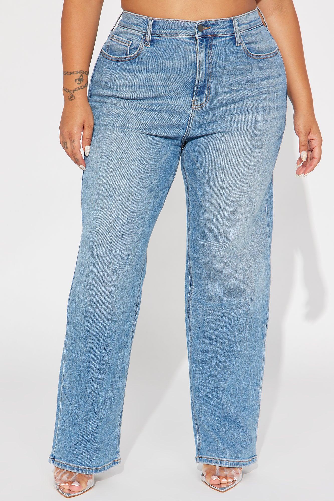 Uptown Stretch High Rise Straight Leg Jeans - Medium Blue Wash Product Image