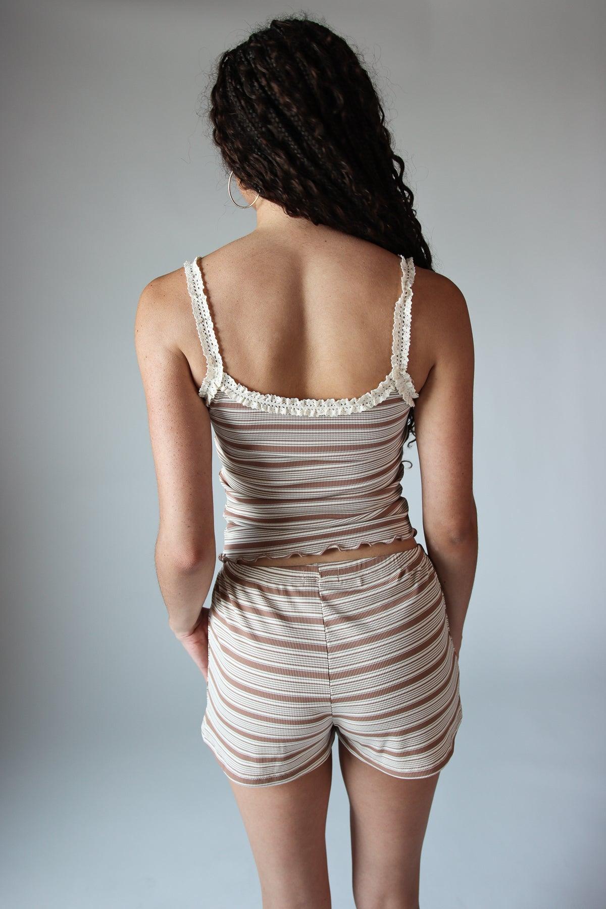 Striped Ribbed Shorts Product Image